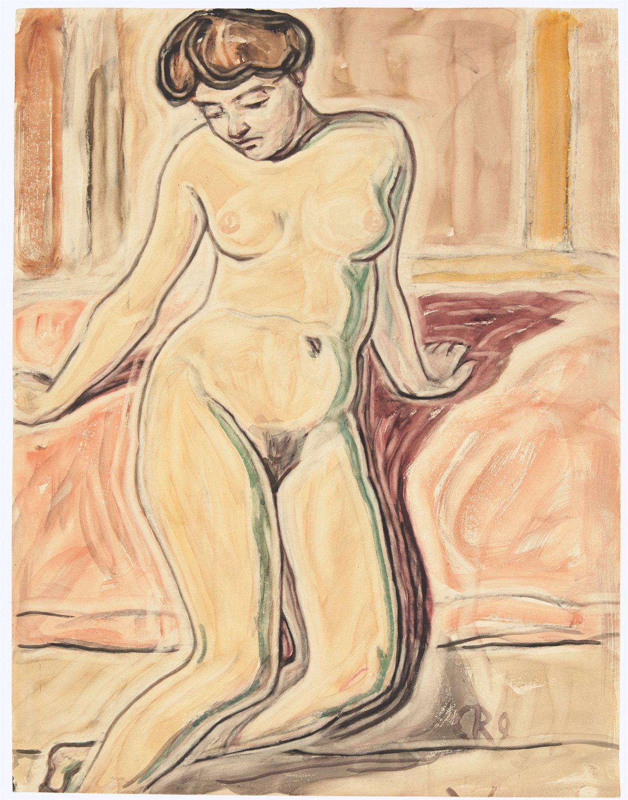 Auf diesem Bild ist das folgende Kunstwerk zu sehen: Christian Rohlfs. „Weiblicher Akt“. 1909.