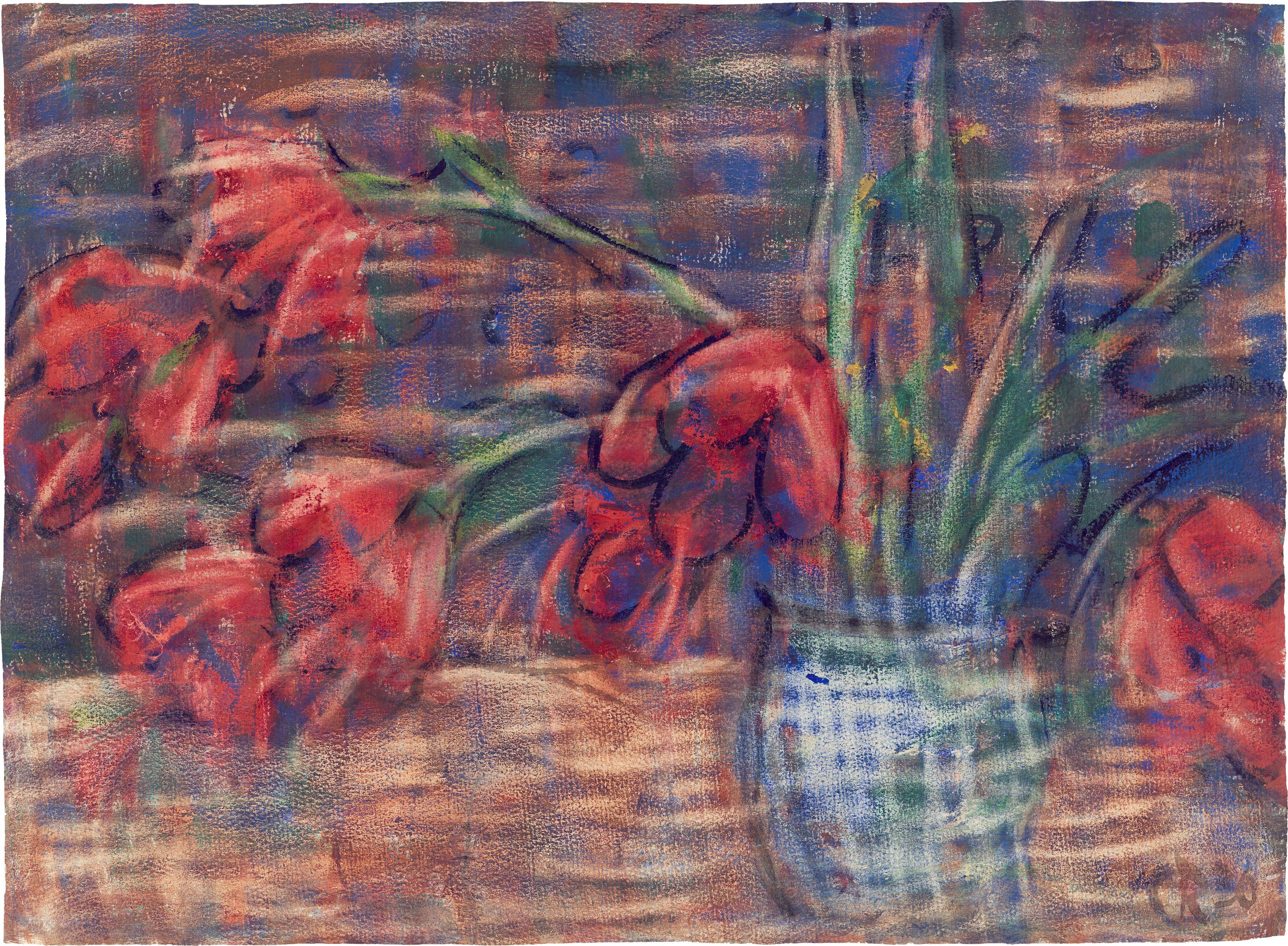 Auf diesem Bild ist das folgende Kunstwerk zu sehen: Christian Rohlfs. „Blumenstilleben“ (Rote Cassie). 1930.