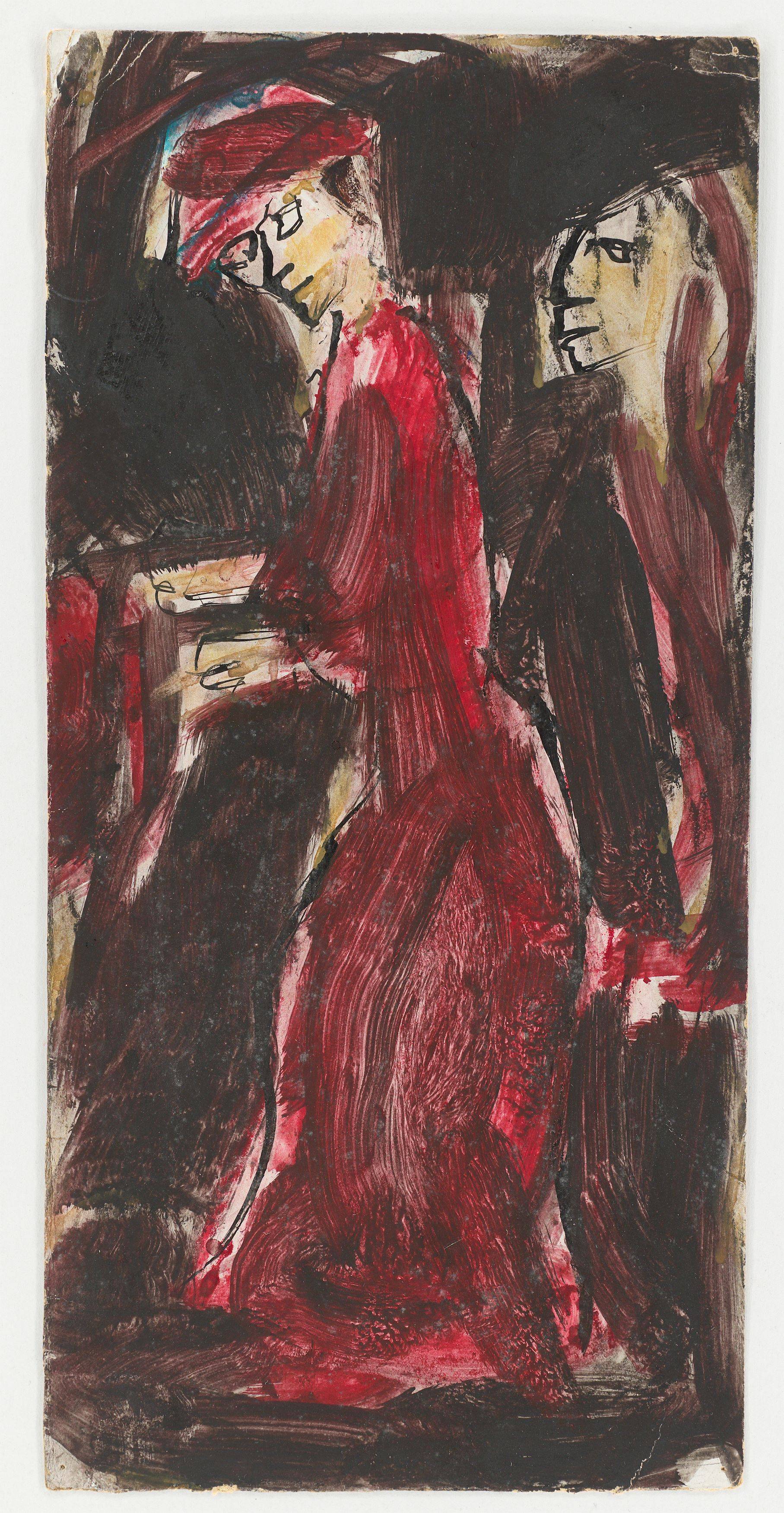 Auf diesem Bild ist das folgende Kunstwerk zu sehen: Christian Rohlfs. „Frau in rot“. Um 1916.
