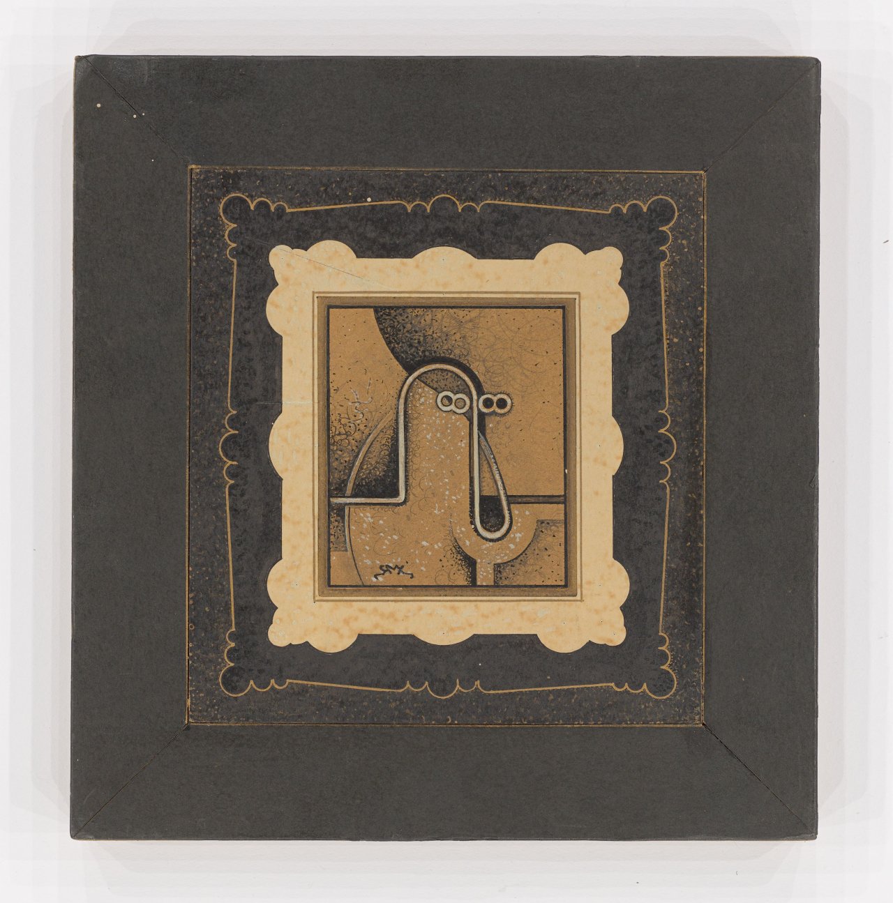 Auf diesem Bild ist das folgende Kunstwerk zu sehen: Robert Michel. „8-ung, echt Kunst, mehrfach eingerahmt“. 1955.
