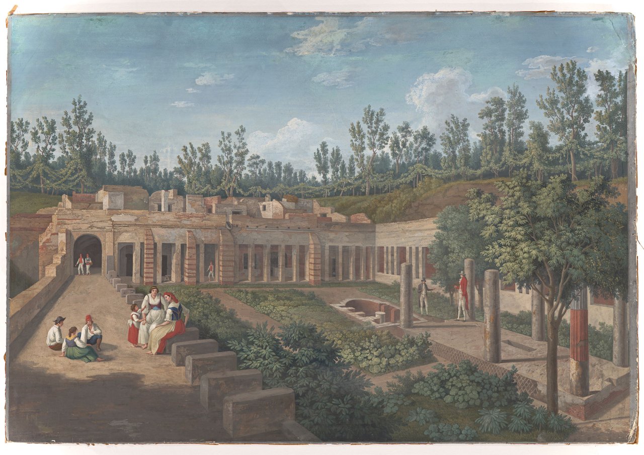 Auf diesem Bild ist das folgende Kunstwerk zu sehen: Jakob Philipp Hackert. „Die Villa des Diomedes in Pompeji“. 1793.