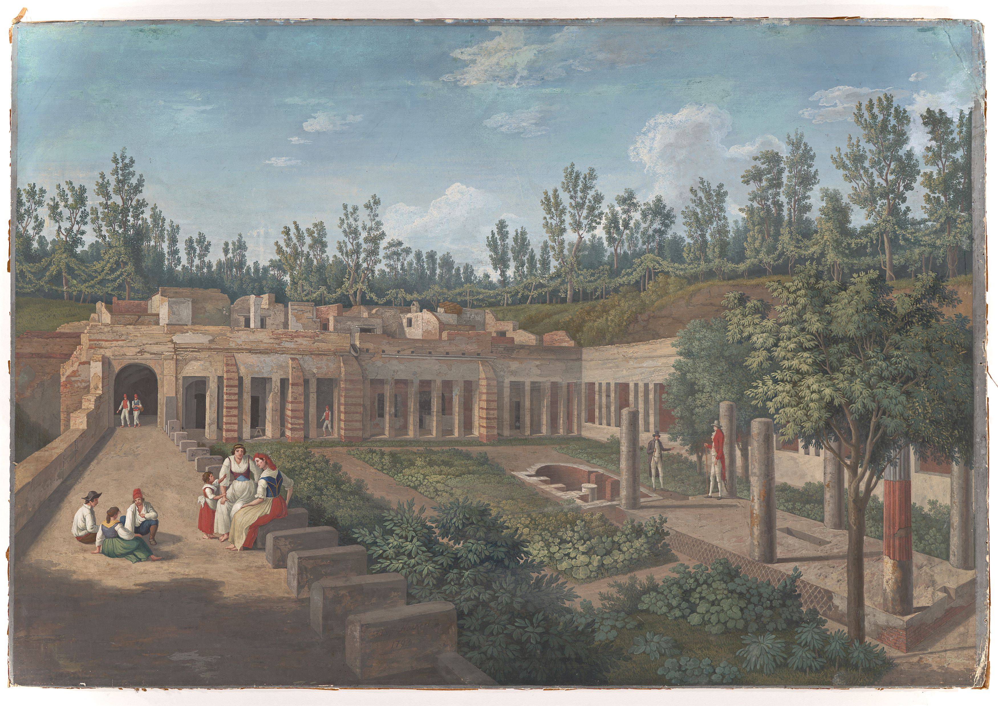 Auf diesem Bild ist das folgende Kunstwerk zu sehen: Jakob Philipp Hackert. „Die Villa des Diomedes in Pompeji“. 1793.