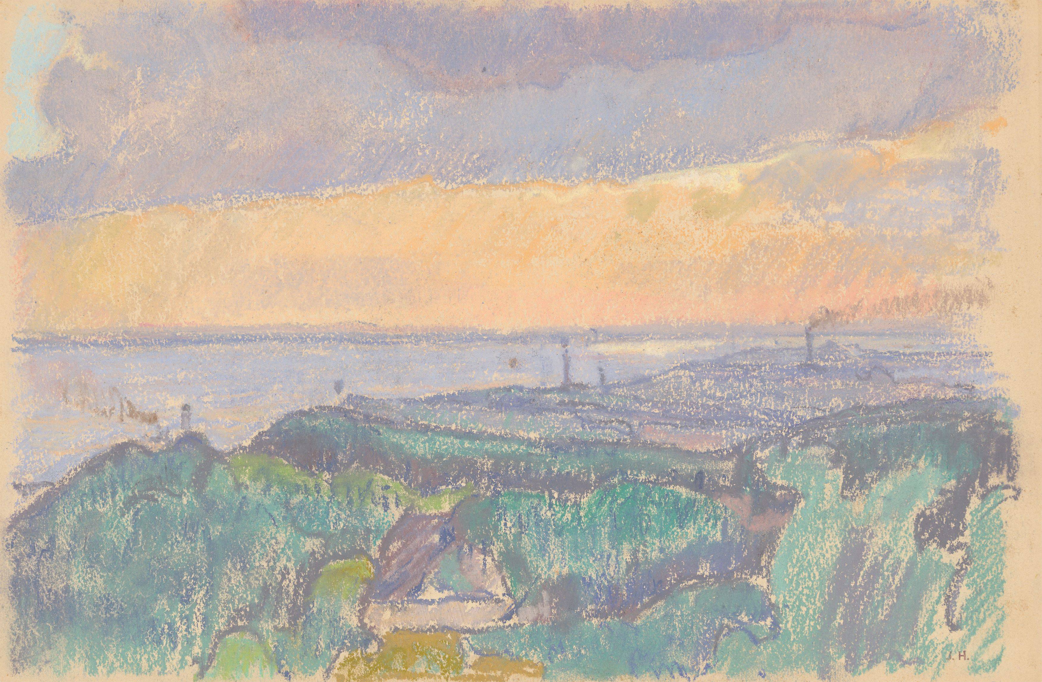 This picture shows the following artwork: Ivo Hauptmann. Landscape on the River Elbe. Circa 1905.