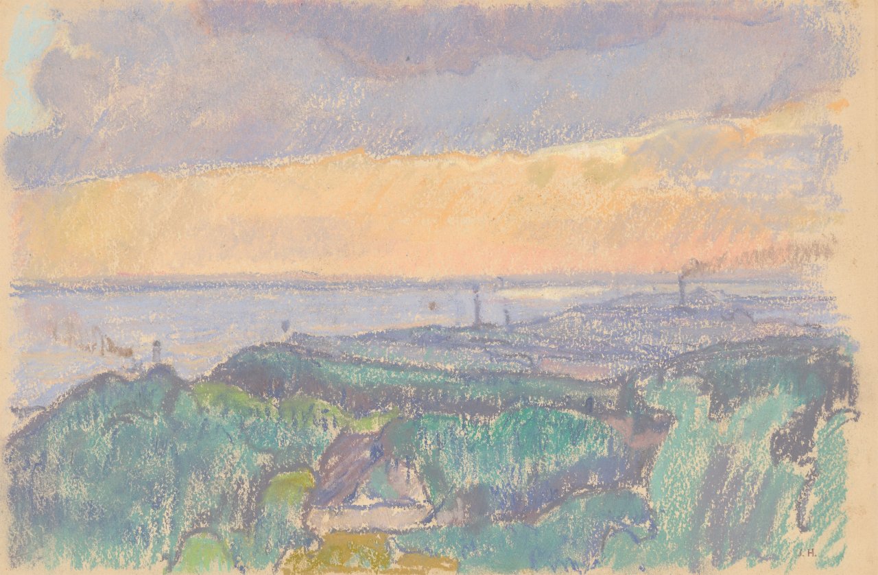 This picture shows the following artwork: Ivo Hauptmann. Landscape on the River Elbe. Circa 1905.