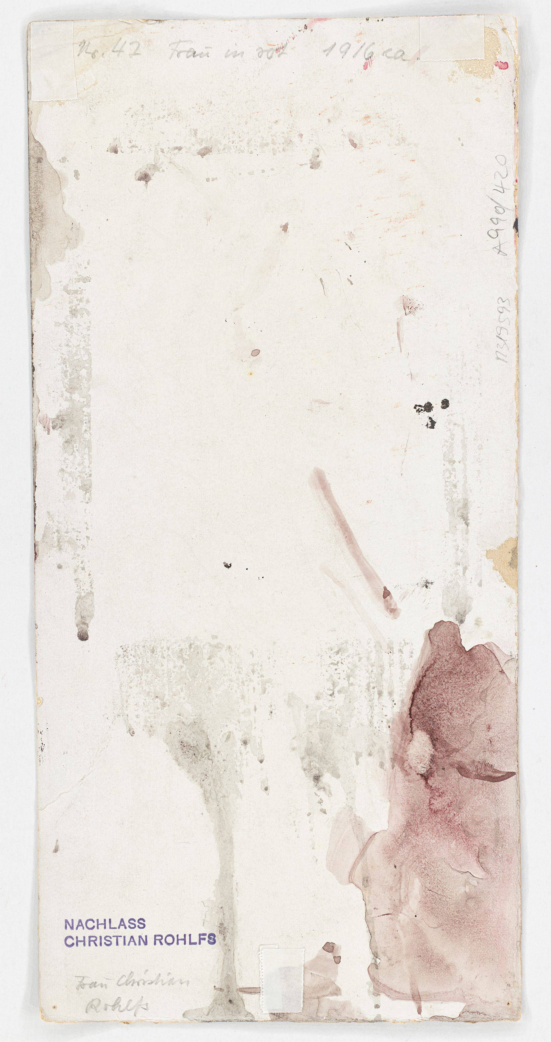 Auf diesem Bild ist das folgende Kunstwerk zu sehen: Christian Rohlfs. „Frau in rot“. Um 1916.