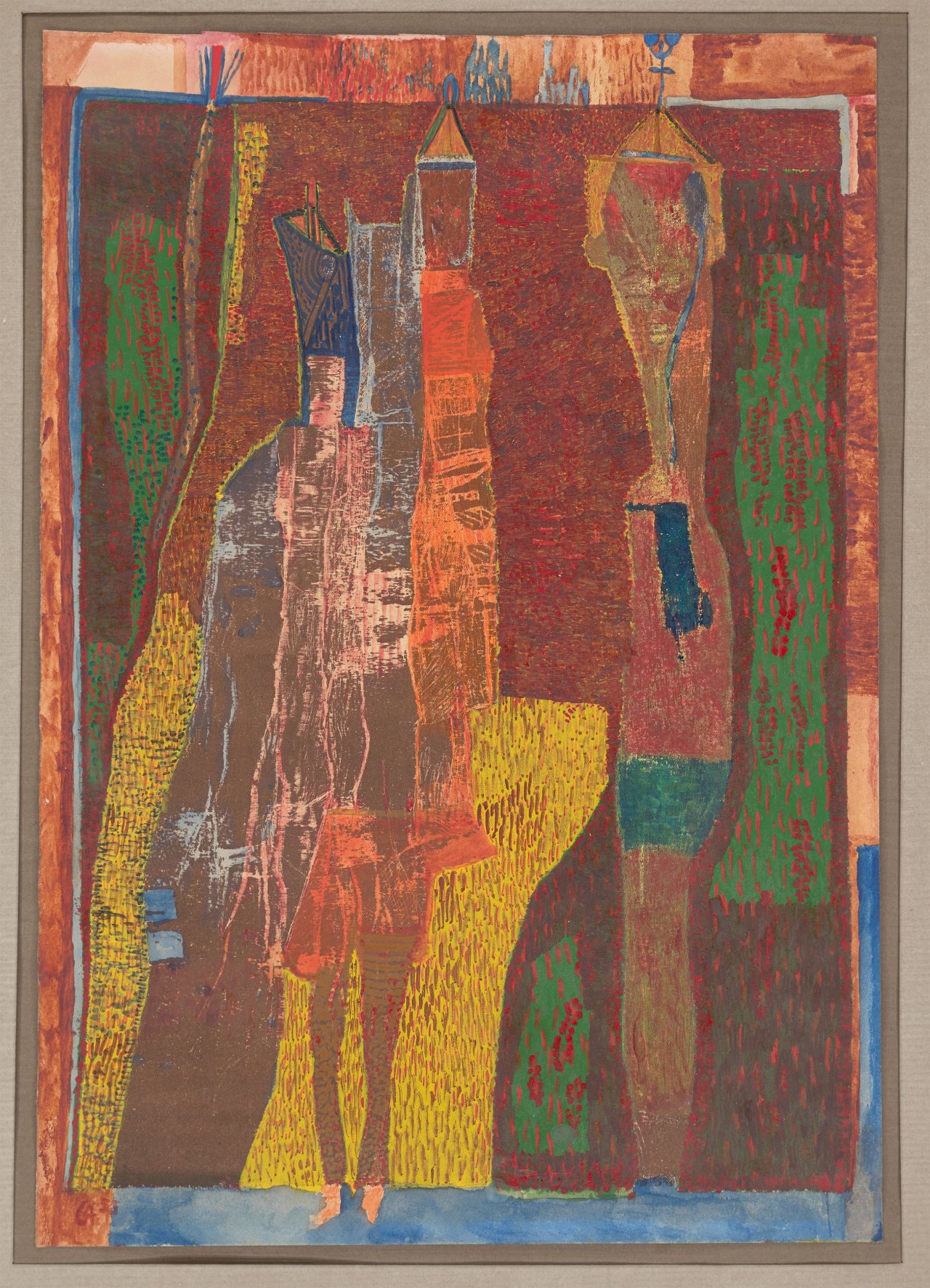 This picture shows the following artwork: Gerhard Altenbourg. ”Figuren im Feuerlaub”. 1955.