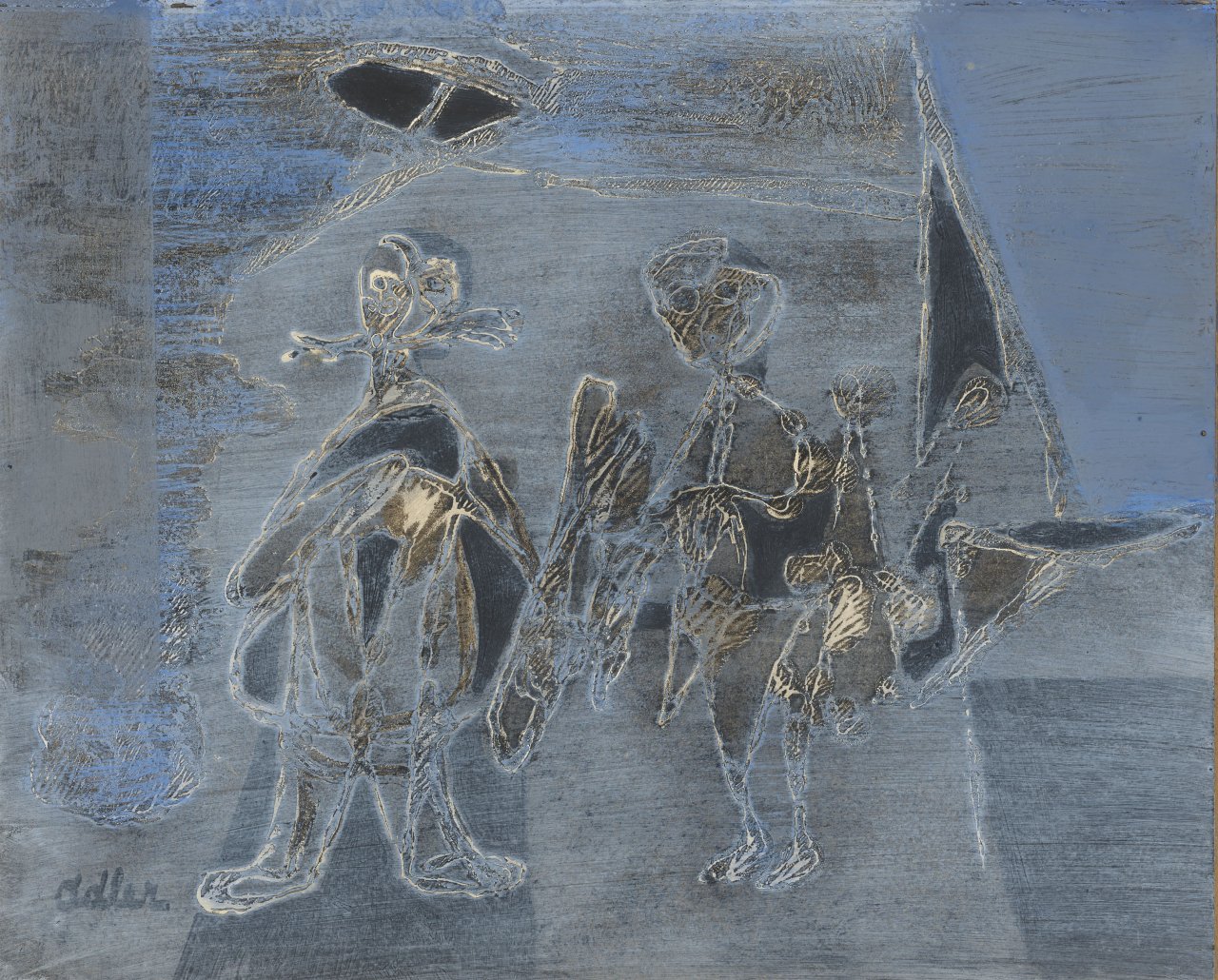 This picture shows the following artwork: Jankel Adler. ”Illustration to Kafka”. 1948.