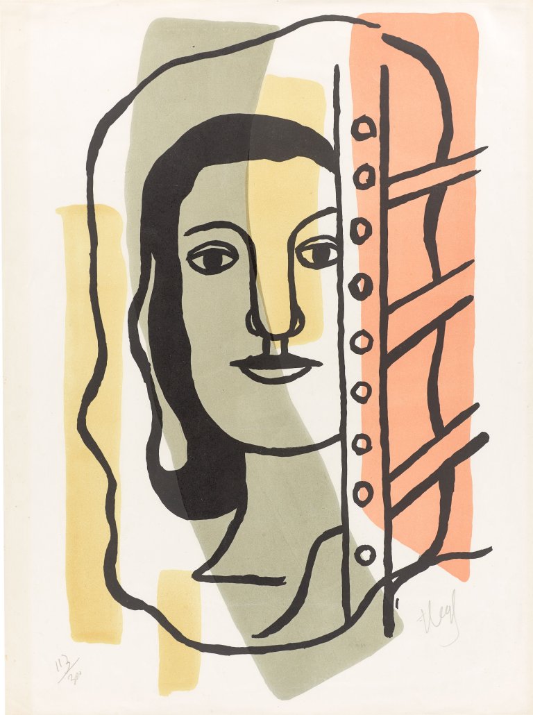 This picture shows the following artwork: Fernand Léger. ”Tête de femme”. 1949.