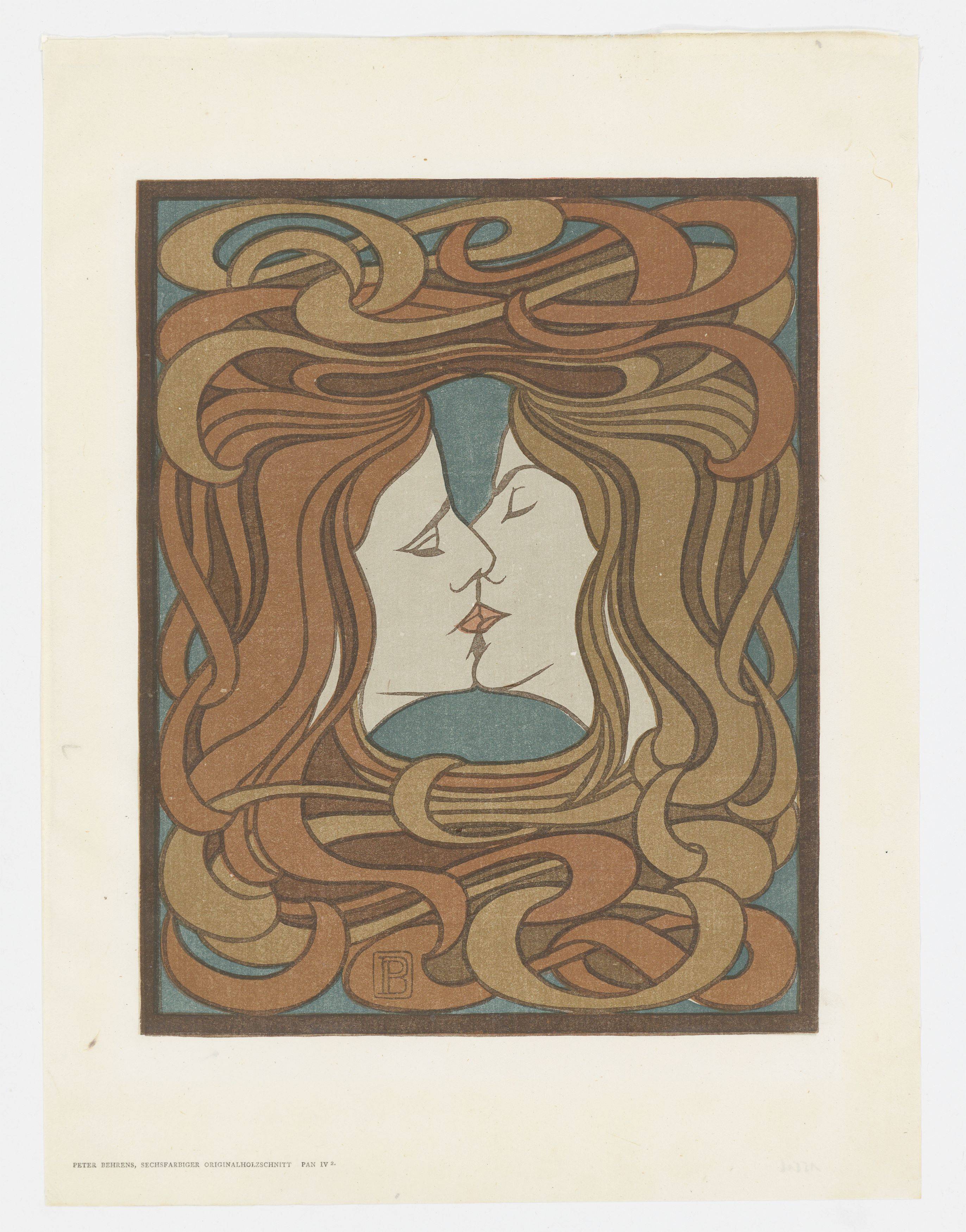 This picture shows the following artwork: Peter Behrens. ”o.T. (Der Kuss)”. 1898.