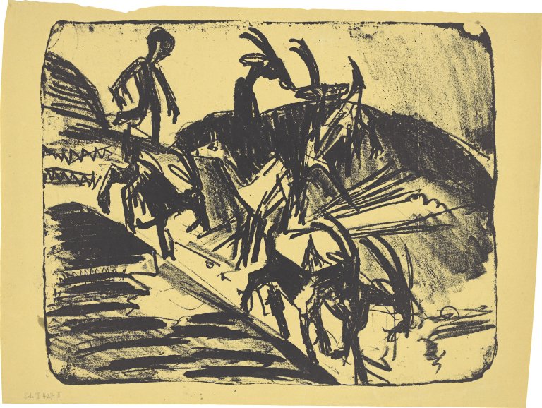 Auf diesem Bild ist das folgende Kunstwerk zu sehen: Ernst Ludwig Kirchner. „Ziegenherde“. 1922.