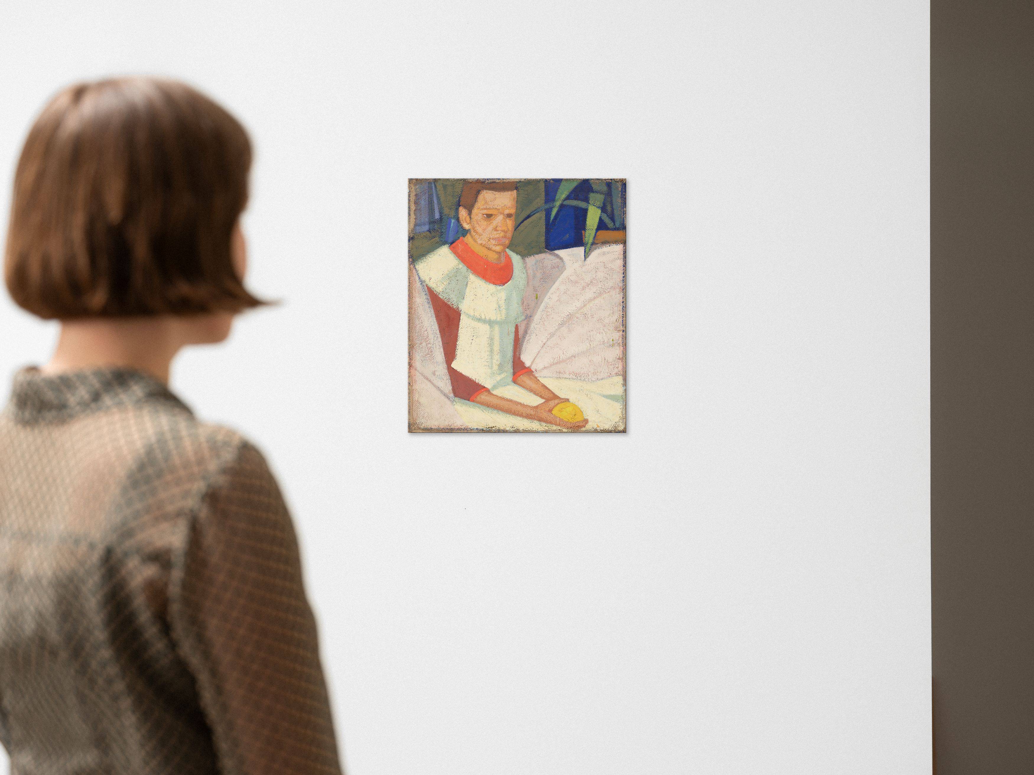 This picture shows the following artwork: Hermann Glöckner. ”Mädchen mit Frucht”. 1927.