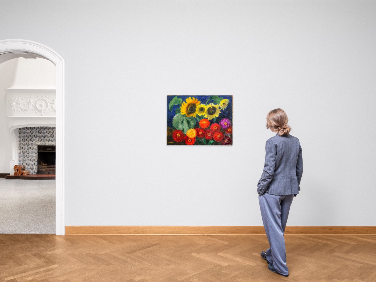 This picture shows the following artwork: Emil Nolde. ”Zinnien und Sonnenblumen”. 1940.