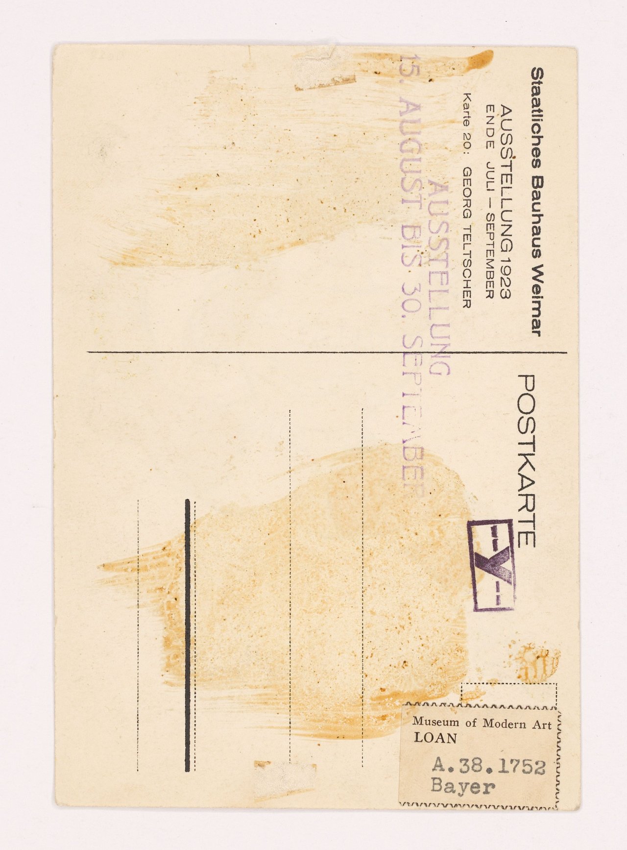 Auf diesem Bild ist das folgende Kunstwerk zu sehen: Georg Teltscher. „Juli Ausstellung 1923 Bauhaus-Woche Weimar Theater Etc Cabaret Etc“. 1923.