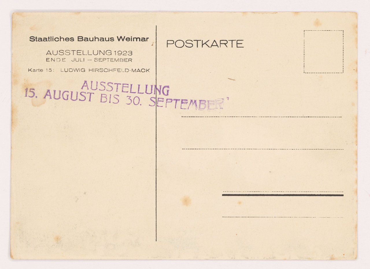 Auf diesem Bild ist das folgende Kunstwerk zu sehen: Ludwig Hirschfeld-Mack. „Bauhaus Ausstellung Weimar Sommer 1923“. 1923.