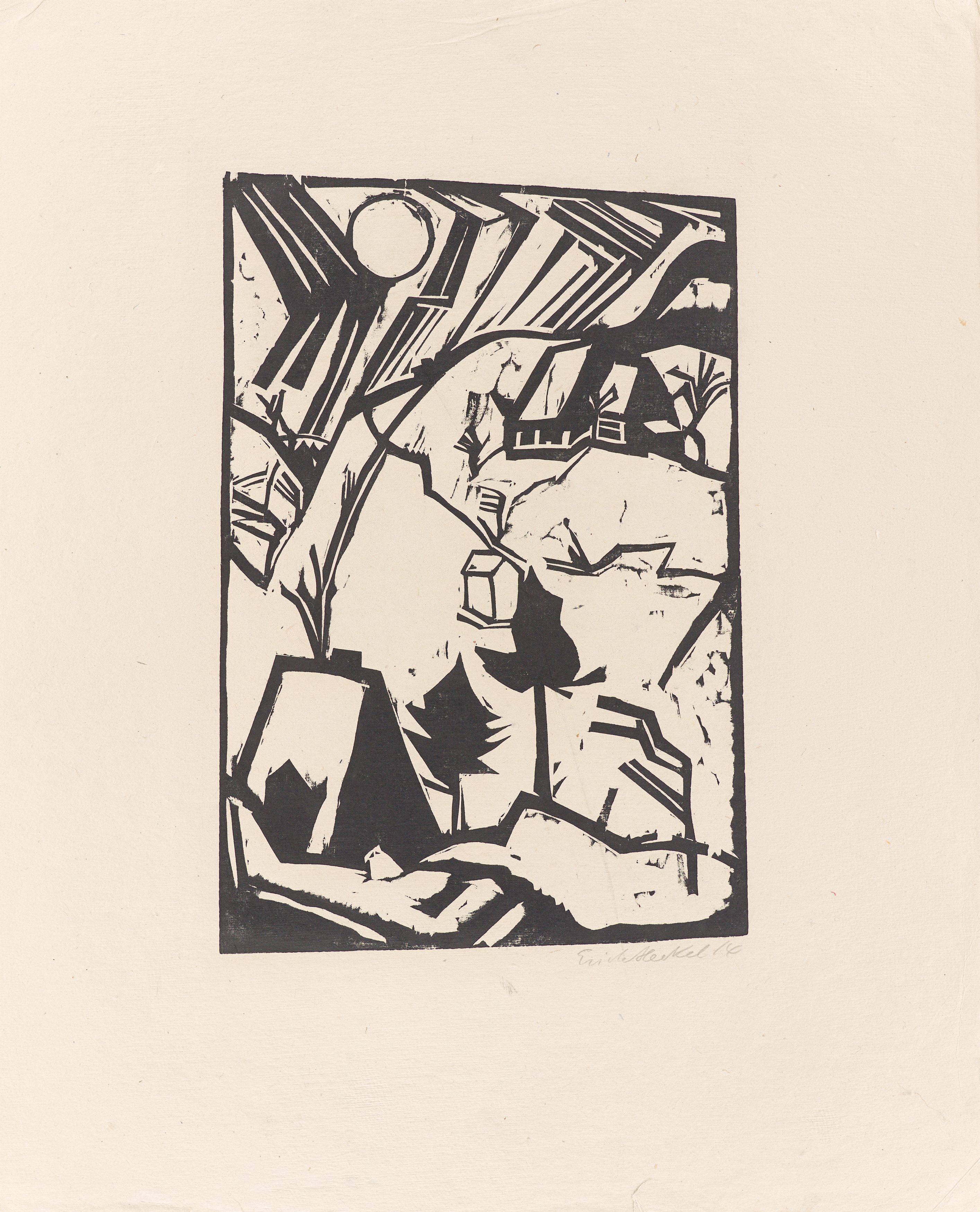 Auf diesem Bild ist das folgende Kunstwerk zu sehen: Erich Heckel. „Schneetreiben (Gebirge im Schnee)“. 1914.