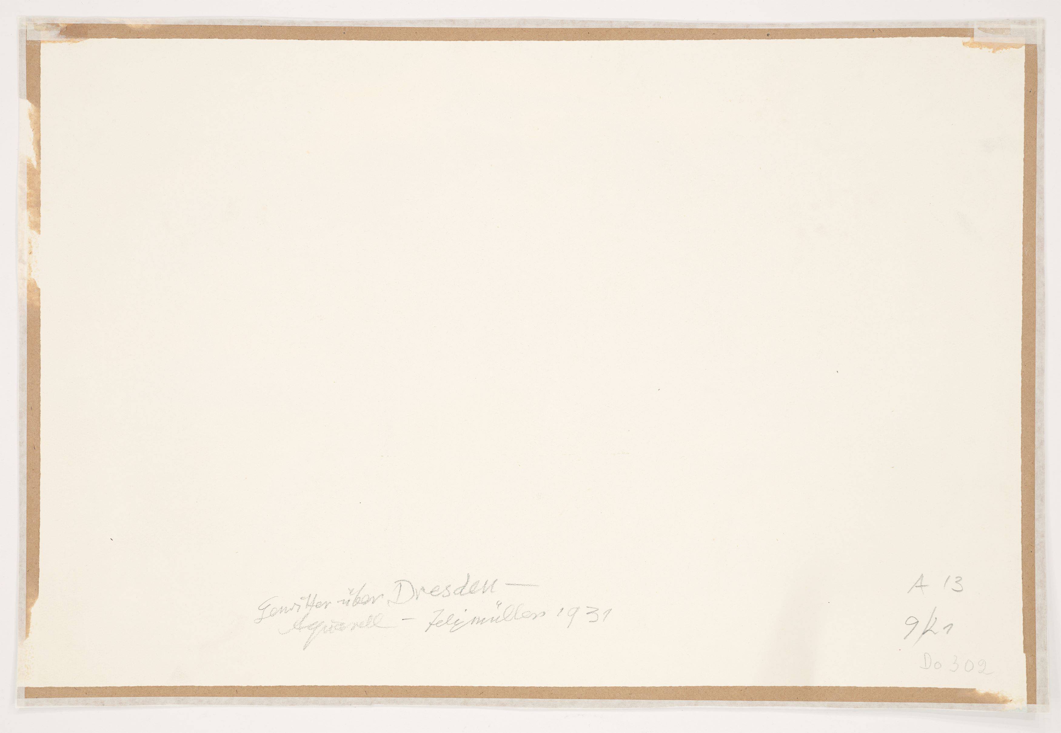 Auf diesem Bild ist das folgende Kunstwerk zu sehen: Conrad Felixmüller. „Gewitter über Dresden“. 1931.