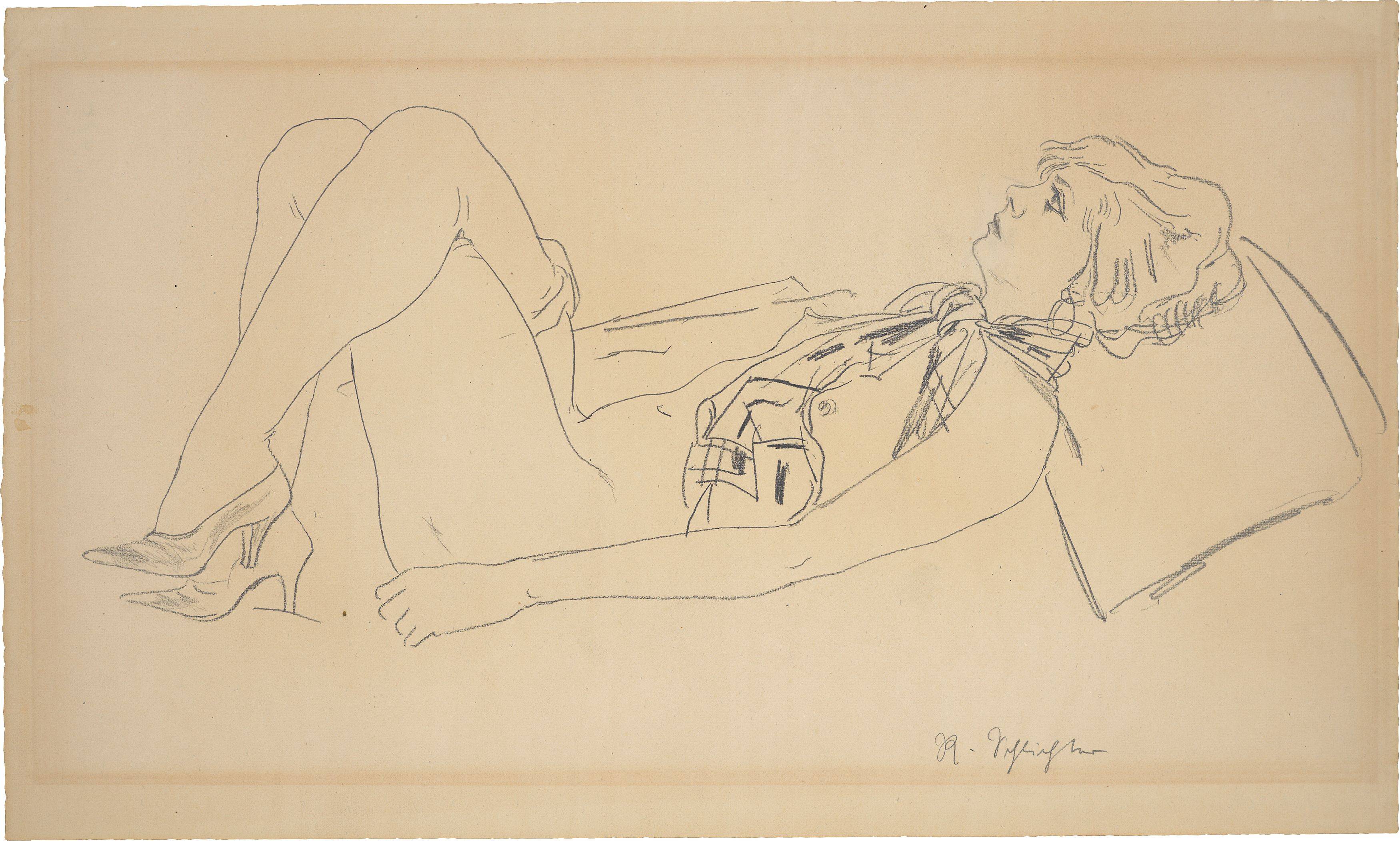 This picture shows the following artwork: Rudolf Schlichter. ”Liegende Speedy”.