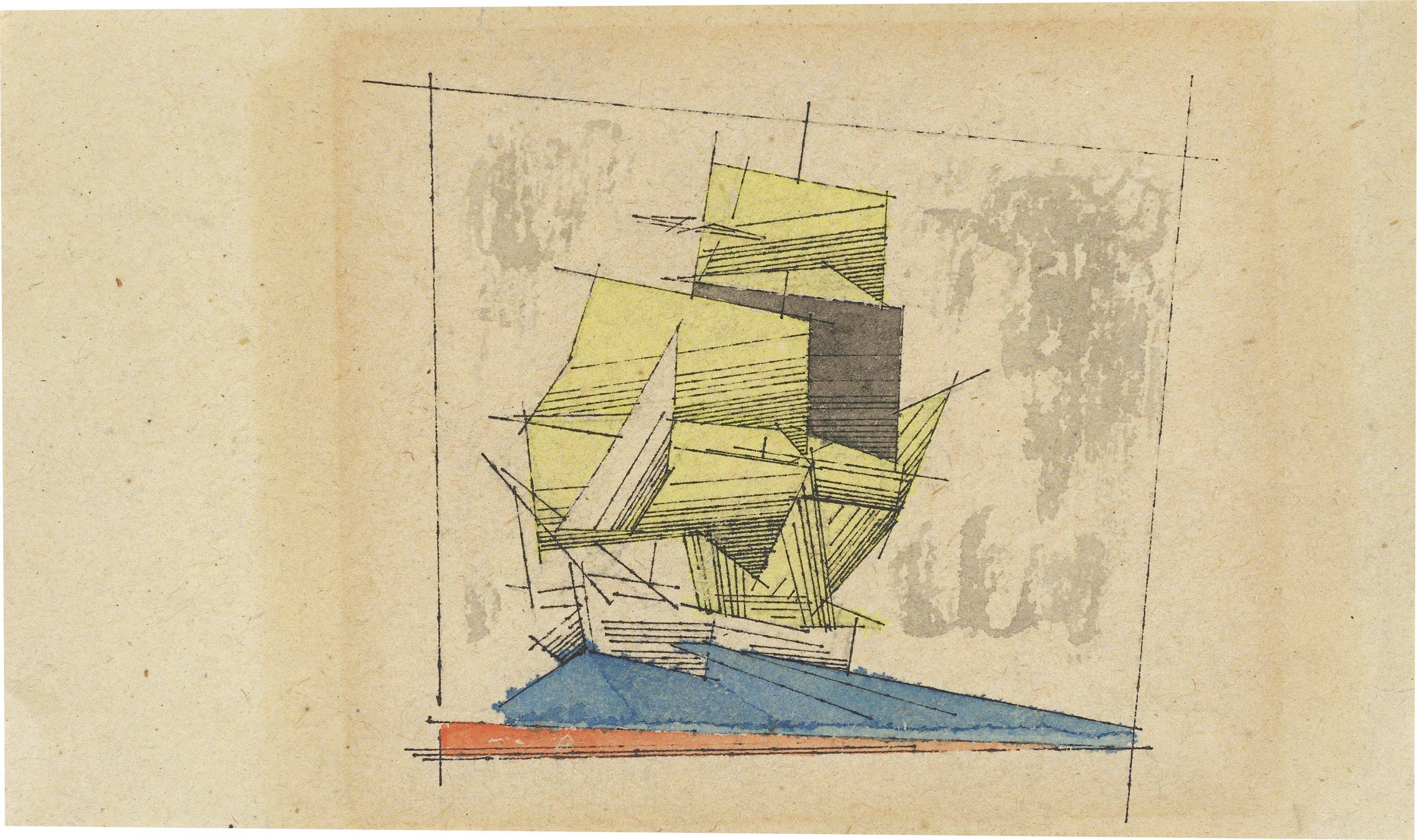 This picture shows the following artwork: Lyonel Feininger. Sailing Boat. 1942.