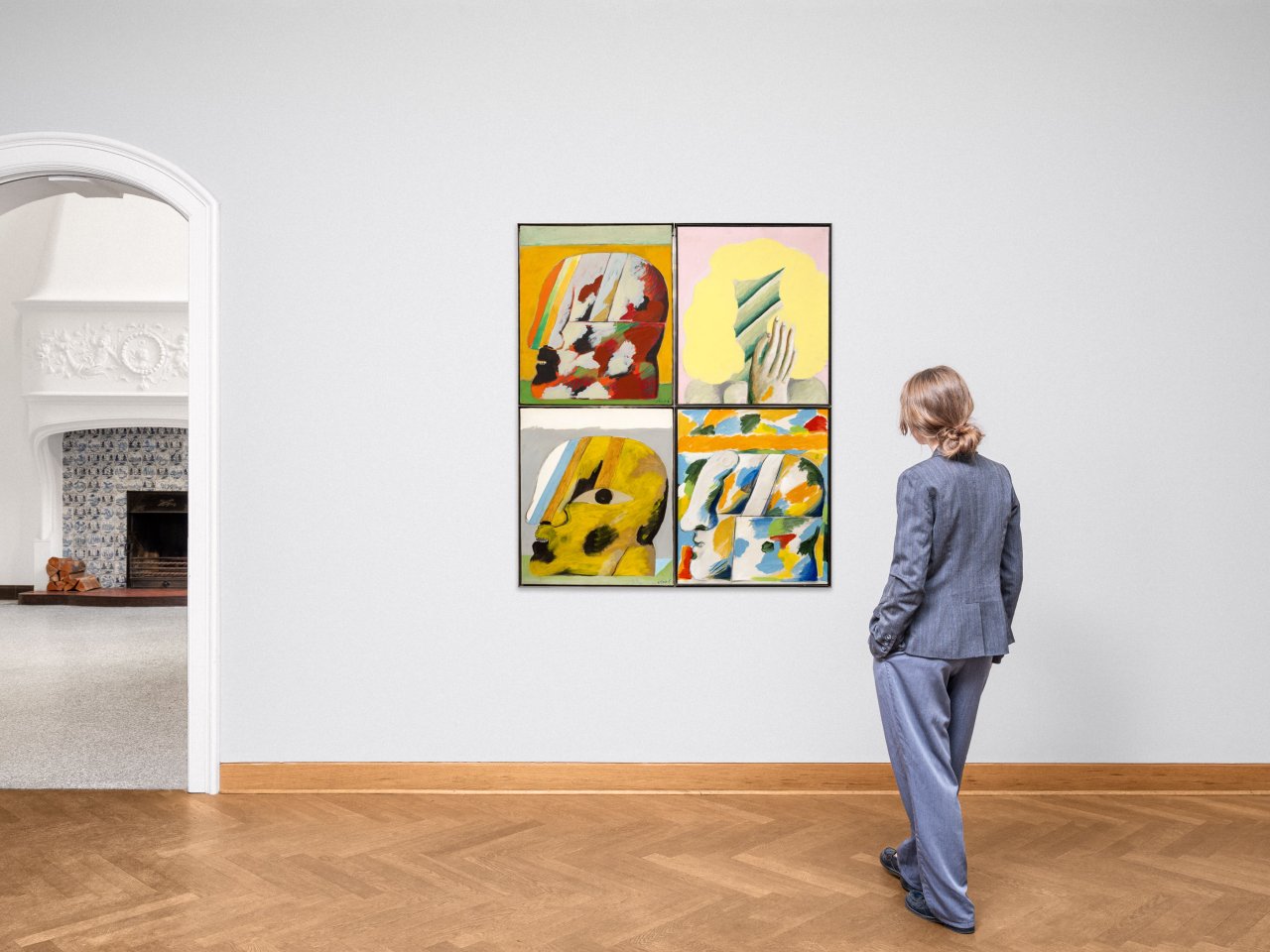 Auf diesem Bild ist das folgende Kunstwerk zu sehen: Horst Antes. „4 Köpfe“. 1967/68.