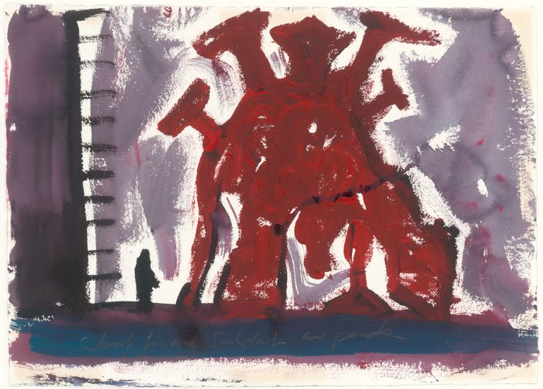 Auf diesem Bild ist das folgende Kunstwerk zu sehen: A.R. Penck. „Entwurf für eine Sculptur L“.