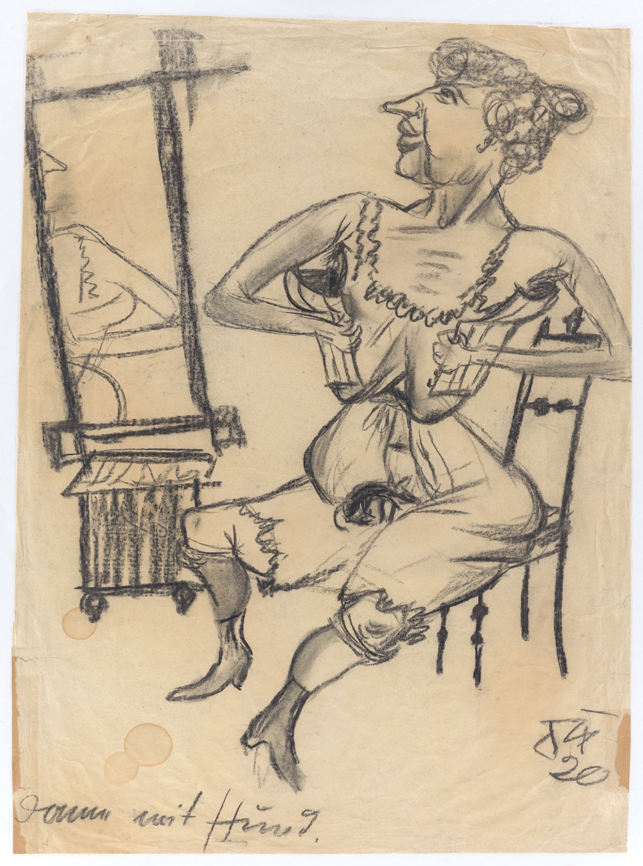 Auf diesem Bild ist das folgende Kunstwerk zu sehen: Otto Dix. „Dame mit Hund“. 1920.