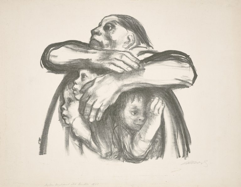 Auf diesem Bild ist das folgende Kunstwerk zu sehen: Käthe Kollwitz. „Saatfrüchte sollen nicht vermahlen werden“. 1941.
