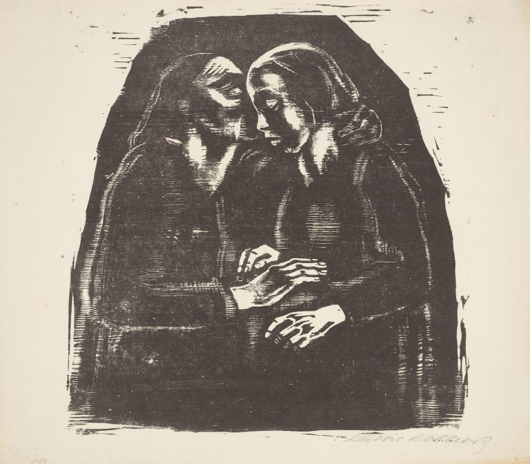 Auf diesem Bild ist das folgende Kunstwerk zu sehen: Käthe Kollwitz. „Maria und Elisabeth (Endgültige dritte Fassung)“. 1929/30.