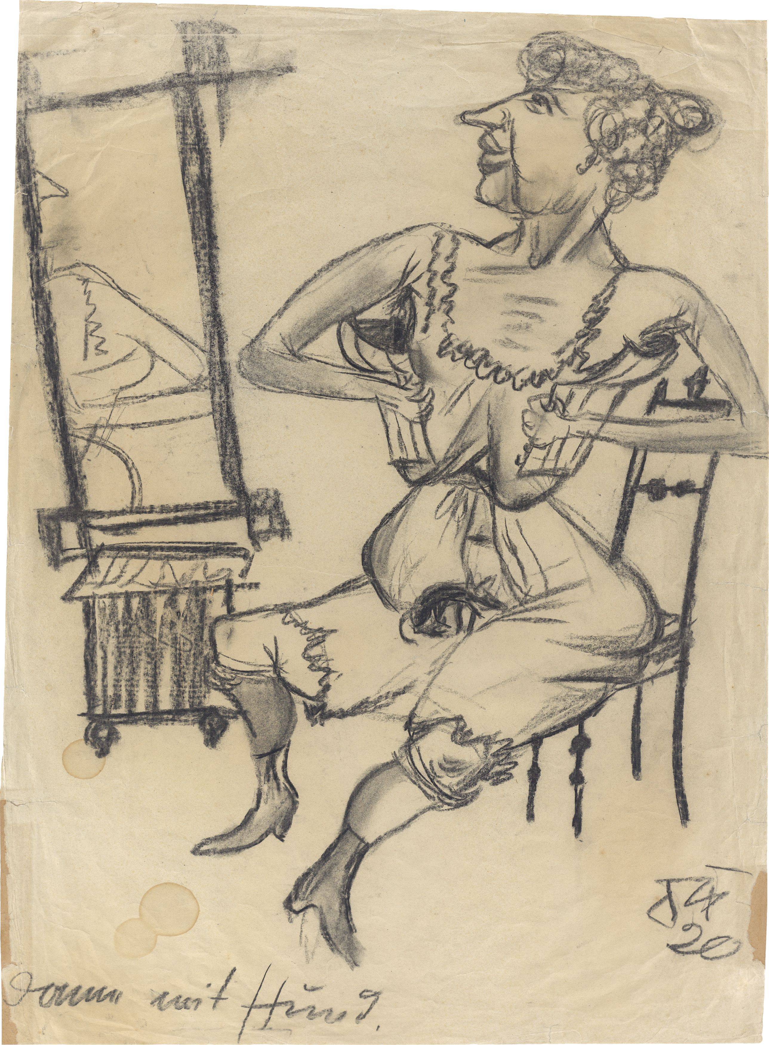 Auf diesem Bild ist das folgende Kunstwerk zu sehen: Otto Dix. „Dame mit Hund“. 1920.