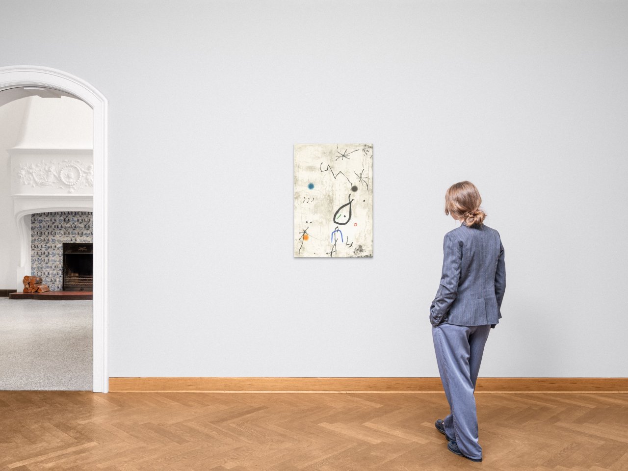 This picture shows the following artwork: Joan Miró. ”Personatge I Estels VI”. 1979.