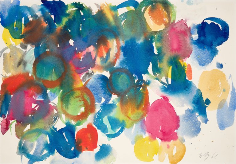 Auf diesem Bild ist das folgende Kunstwerk zu sehen: Ernst Wilhelm Nay. „Ohne Titel“. 1961.