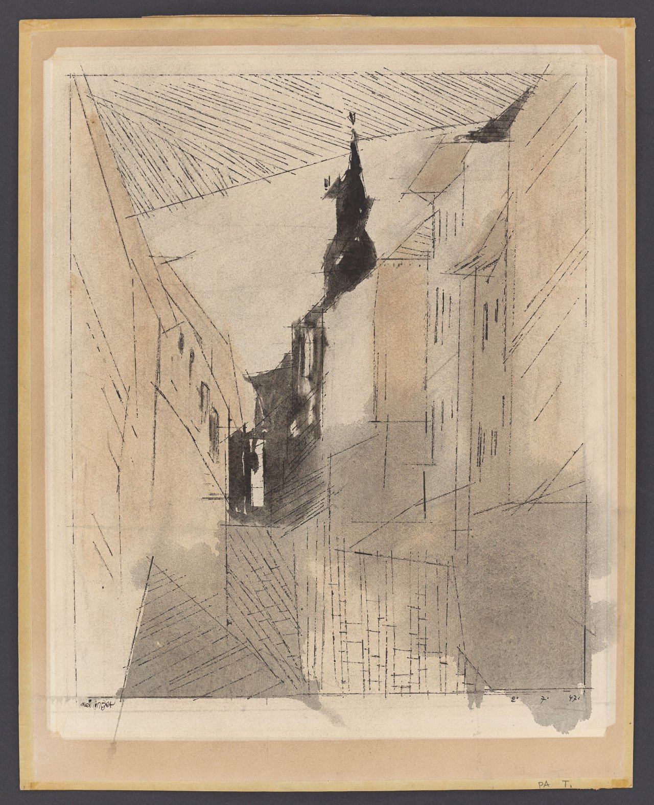 Auf diesem Bild ist das folgende Kunstwerk zu sehen: Lyonel Feininger. Street, Cammin (Recollection). 1947.