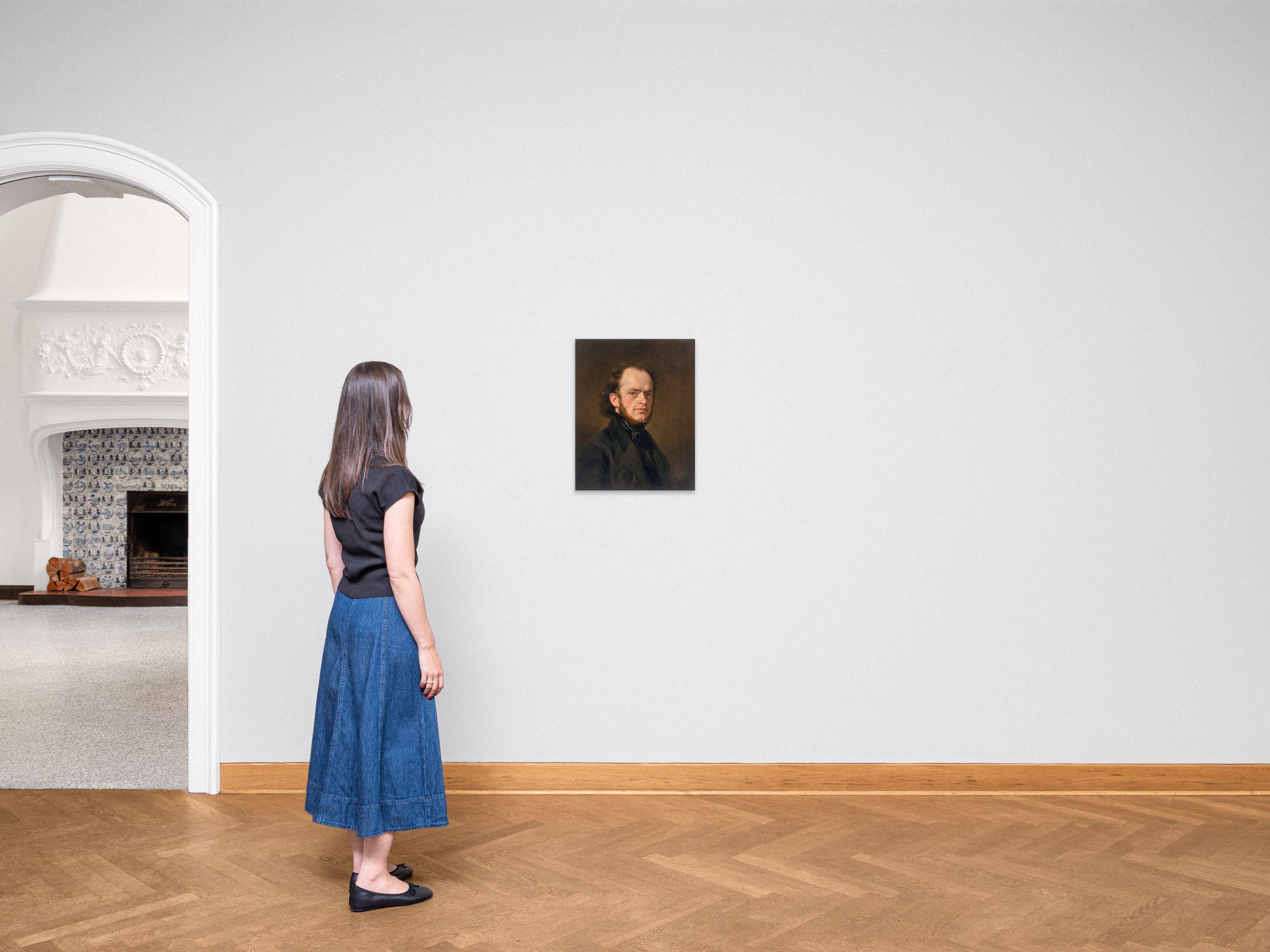 Auf diesem Bild ist das folgende Kunstwerk zu sehen: Eduard Magnus. Porträt des 28-jährigen Adolph Menzel. 1843.
