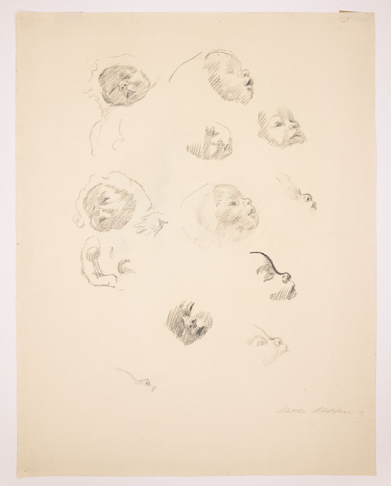 This picture shows the following artwork: Käthe Kollwitz. Head studies of an infant. 1920s.