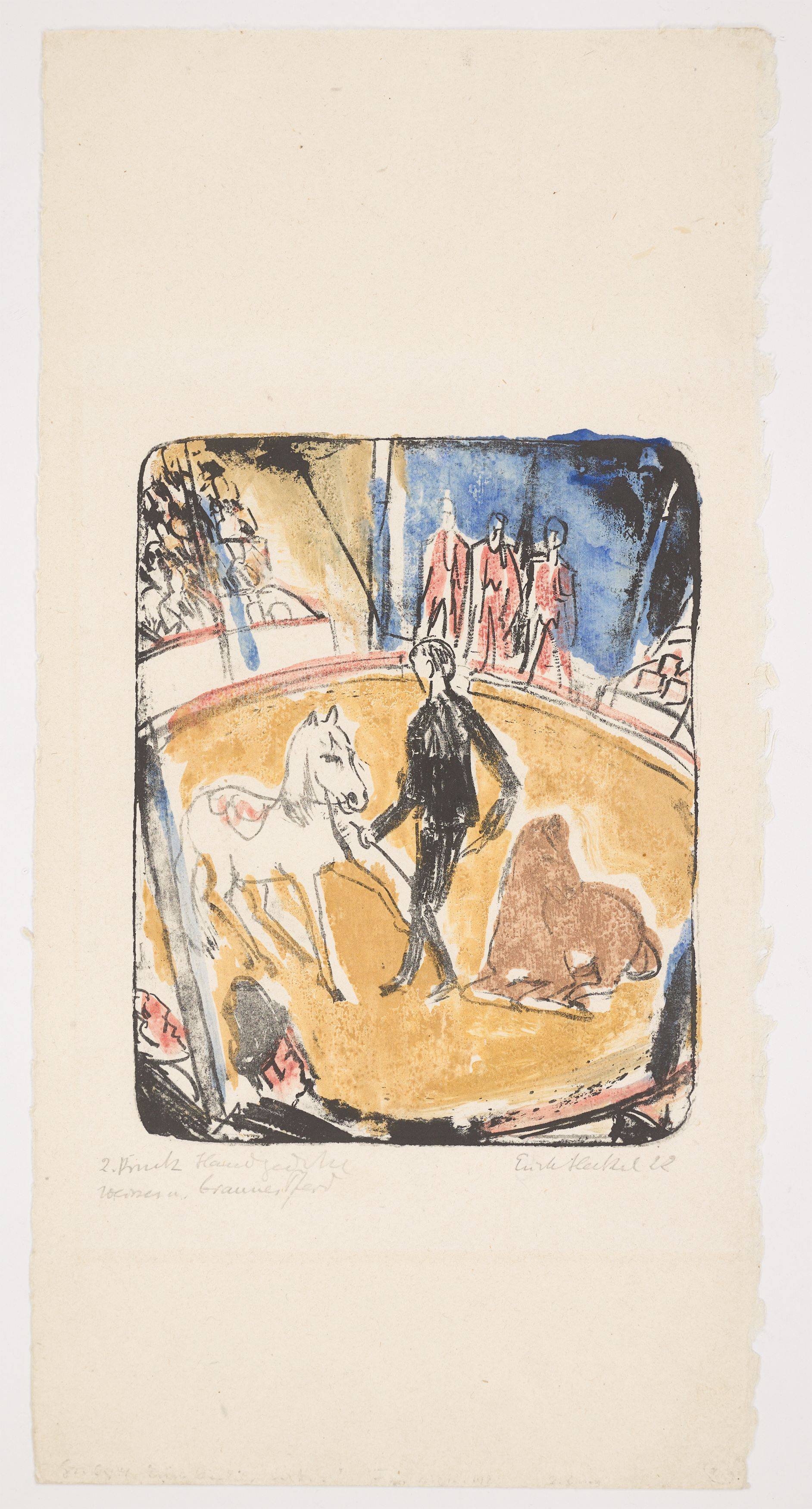 Auf diesem Bild ist das folgende Kunstwerk zu sehen: Erich Heckel. „Zirkus (Weisse Pferde)“. 1921.
