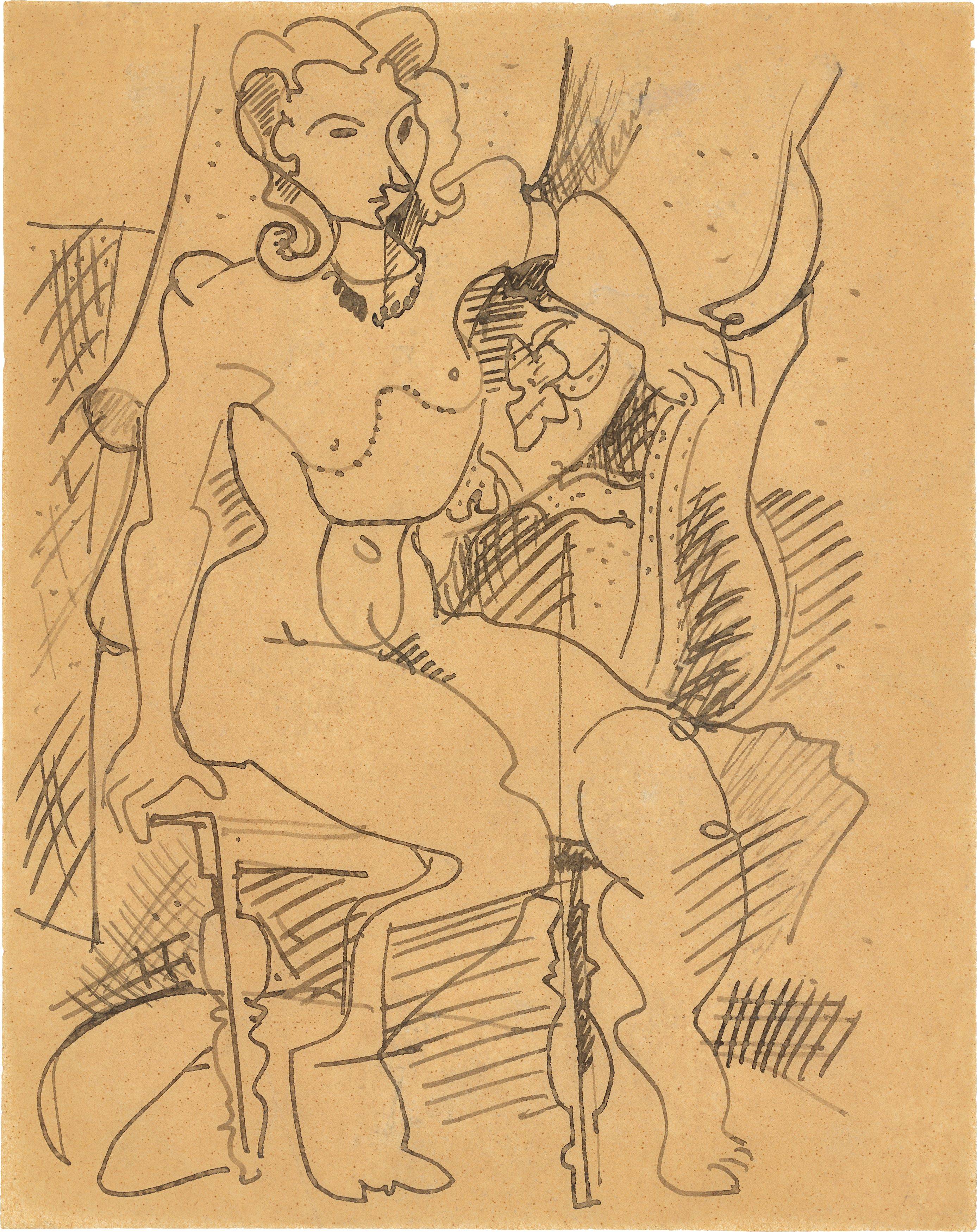 This picture shows the following artwork: Hans Hofmann. ”Sitzender Akt”. Circa 1926.
