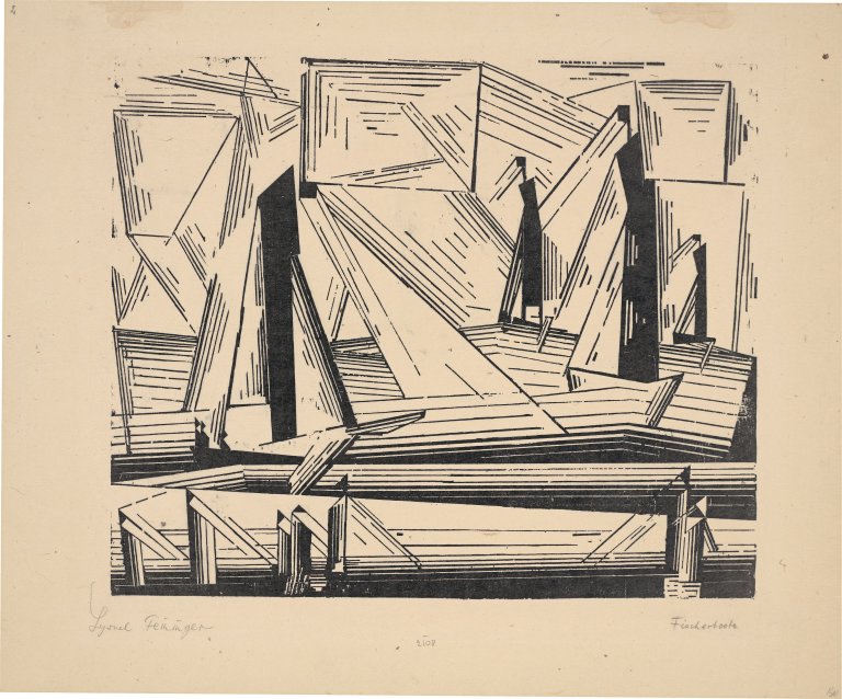 This picture shows the following artwork: Lyonel Feininger. ”Fischerboote”. 1921.