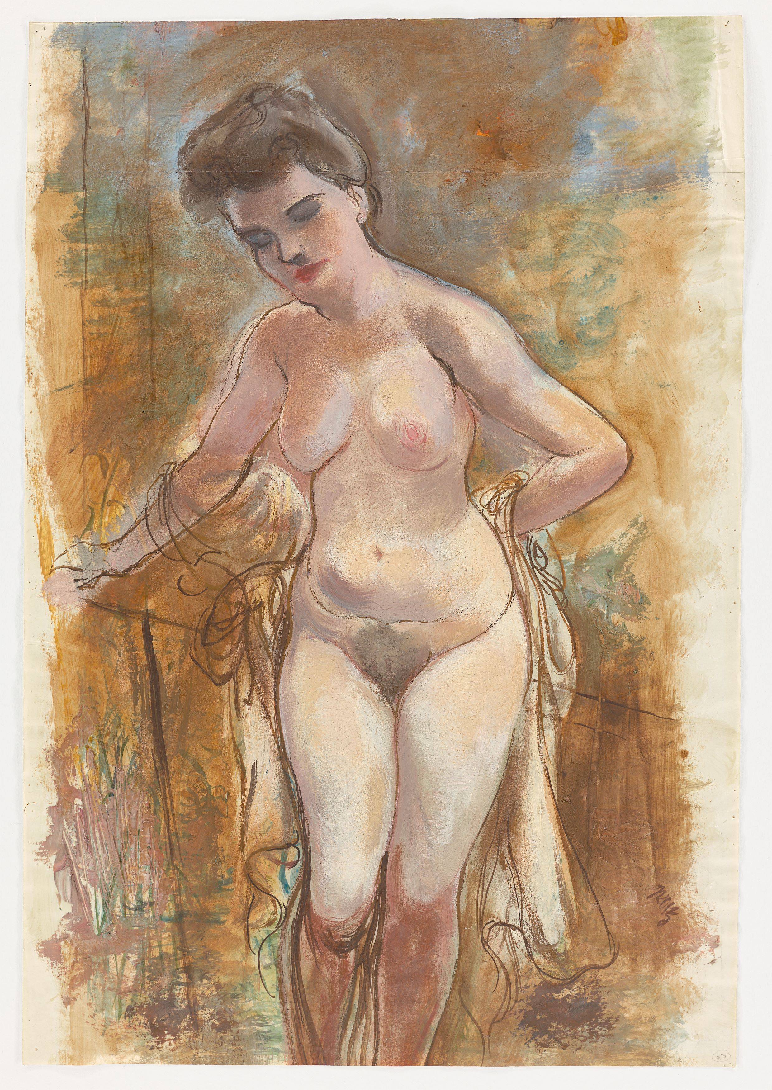 This picture shows the following artwork: George Grosz. Standing female nude. Circa 1940.