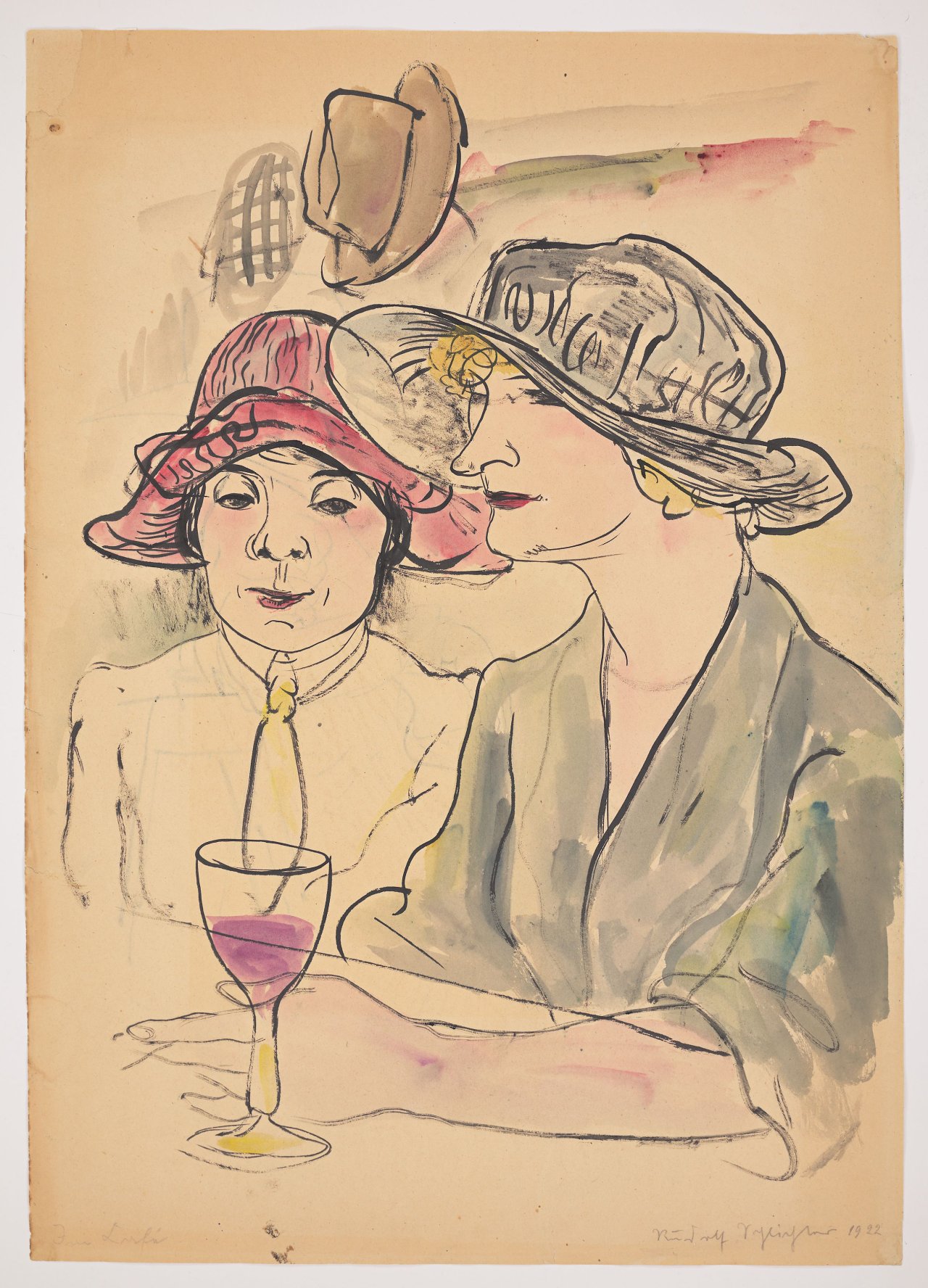 Auf diesem Bild ist das folgende Kunstwerk zu sehen: Rudolf Schlichter. „Im Café“ (Verona-Diele). 1922.