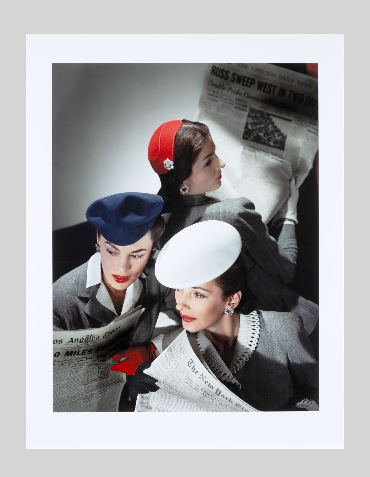 This picture shows the following artwork: Horst P. Horst (i.e. Horst Paul Albert Bohrmann). Hats by Best, Lord and Taylor. And Mme Pauline, Gloves by Dawnelle. 1943.