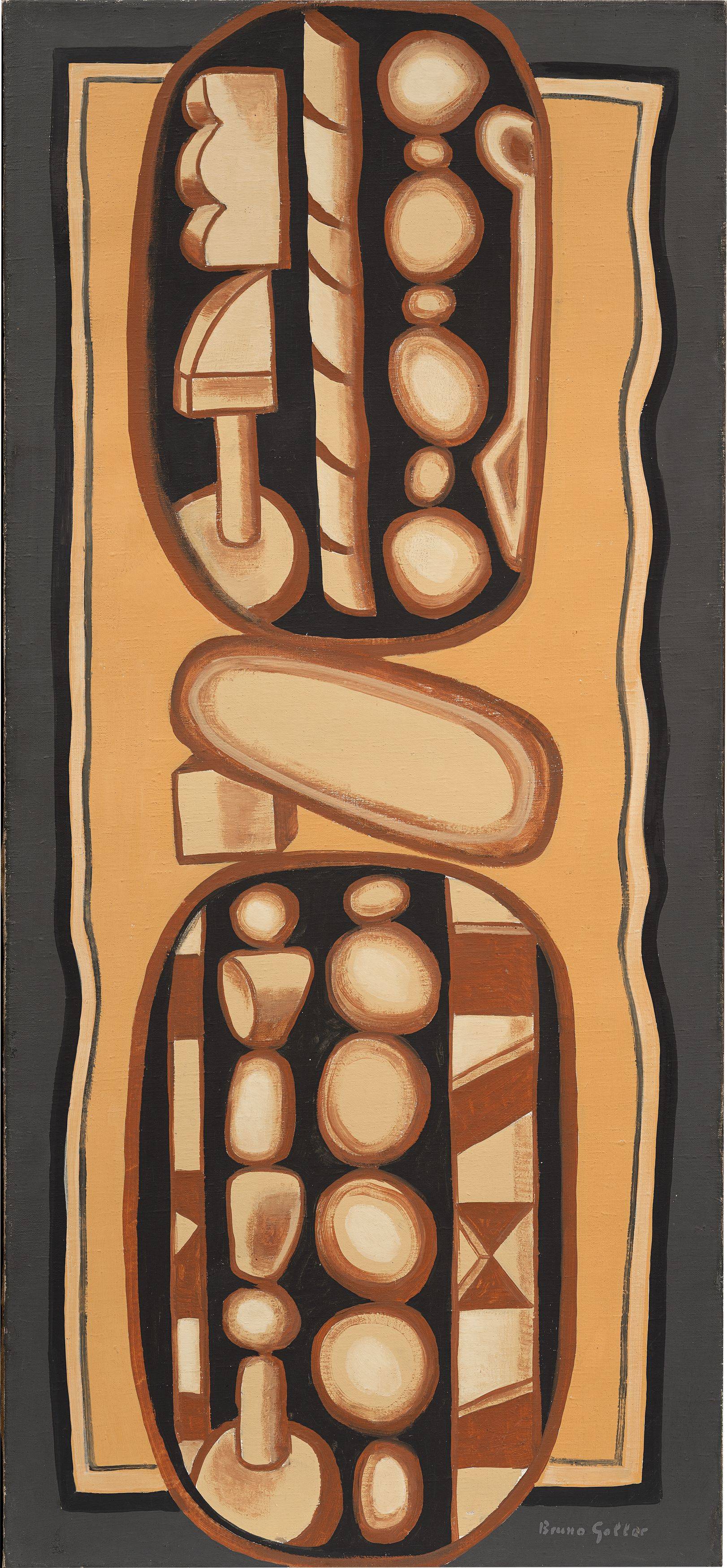 Auf diesem Bild ist das folgende Kunstwerk zu sehen: Bruno Goller. Hölzer. 1957.