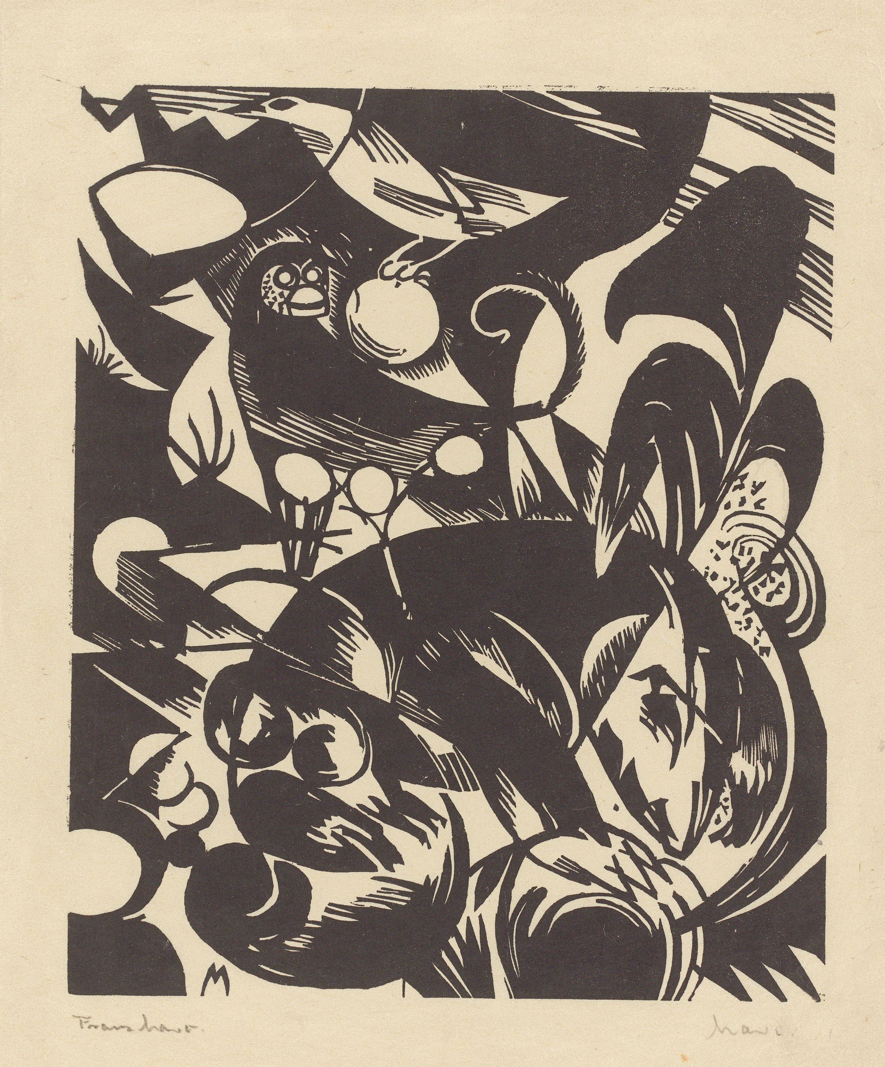 Auf diesem Bild ist das folgende Kunstwerk zu sehen: Franz Marc. „Schöpfungsgeschichte I“. 1914.