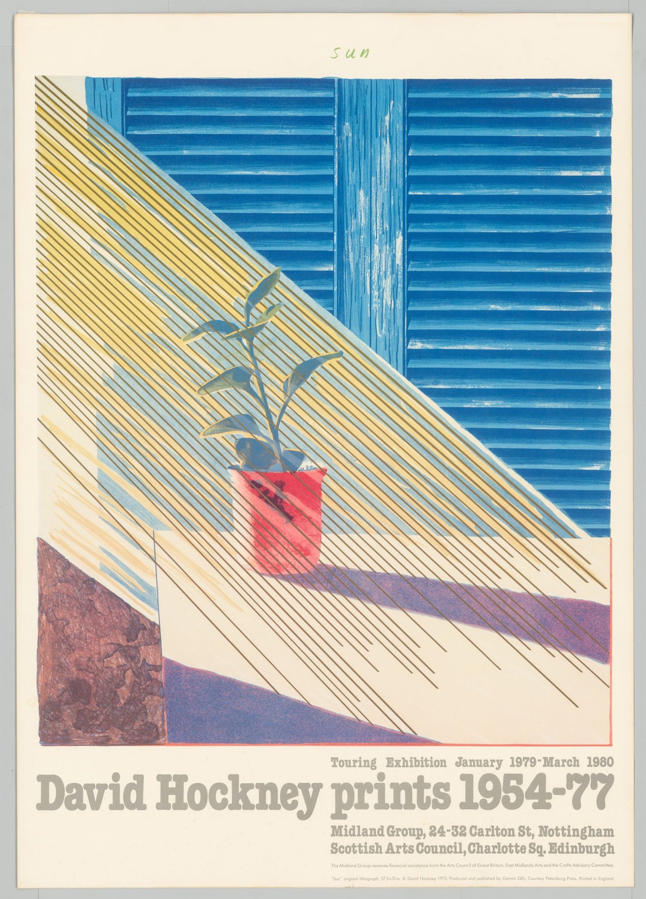 This picture shows the following artwork: David Hockney. David Hockney exhibition posters from 1969, 1980 and 1981. 1969 to 1981.
