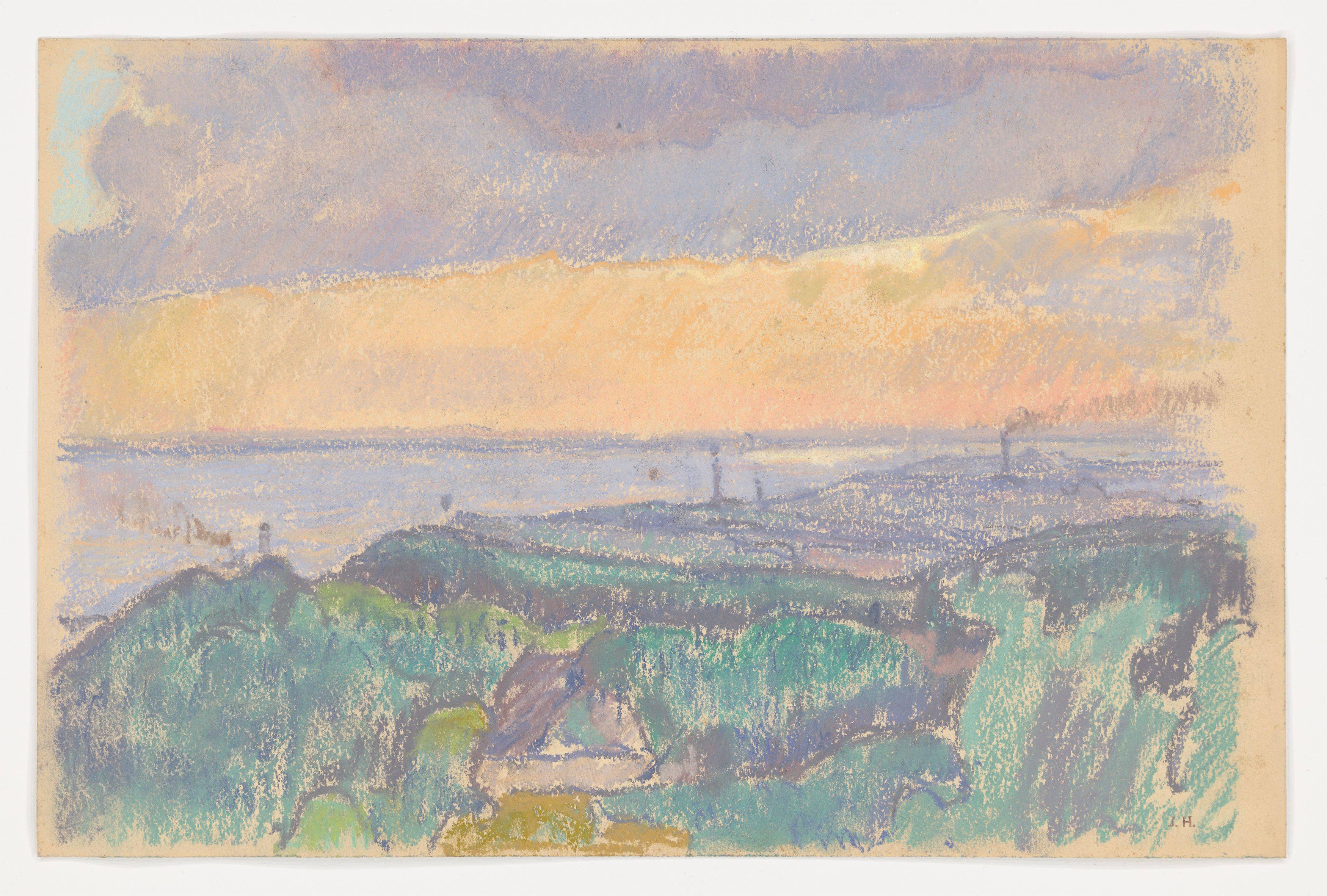 This picture shows the following artwork: Ivo Hauptmann. Landscape on the River Elbe. Circa 1905.