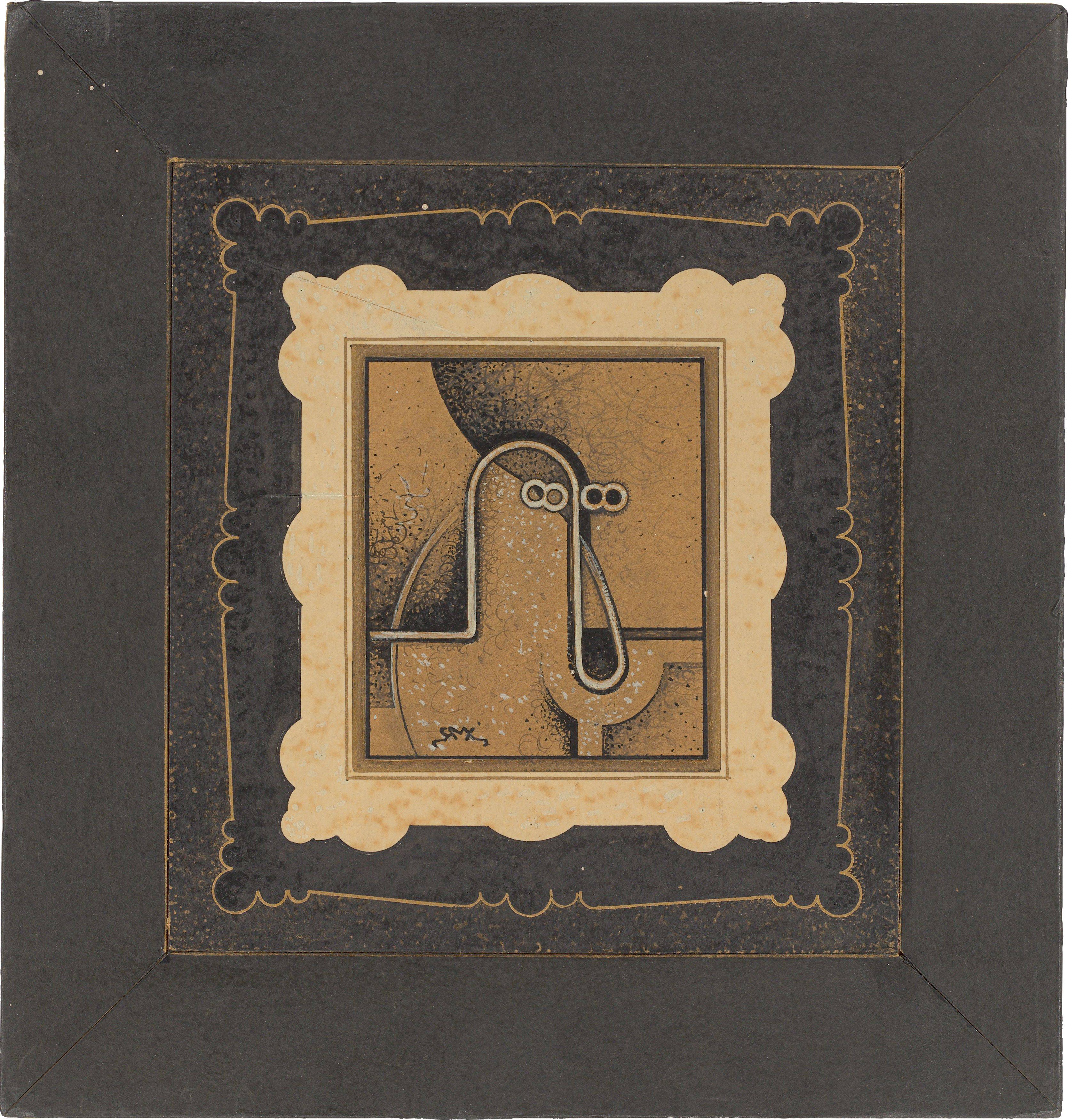 Auf diesem Bild ist das folgende Kunstwerk zu sehen: Robert Michel. „8-ung, echt Kunst, mehrfach eingerahmt“. 1955.