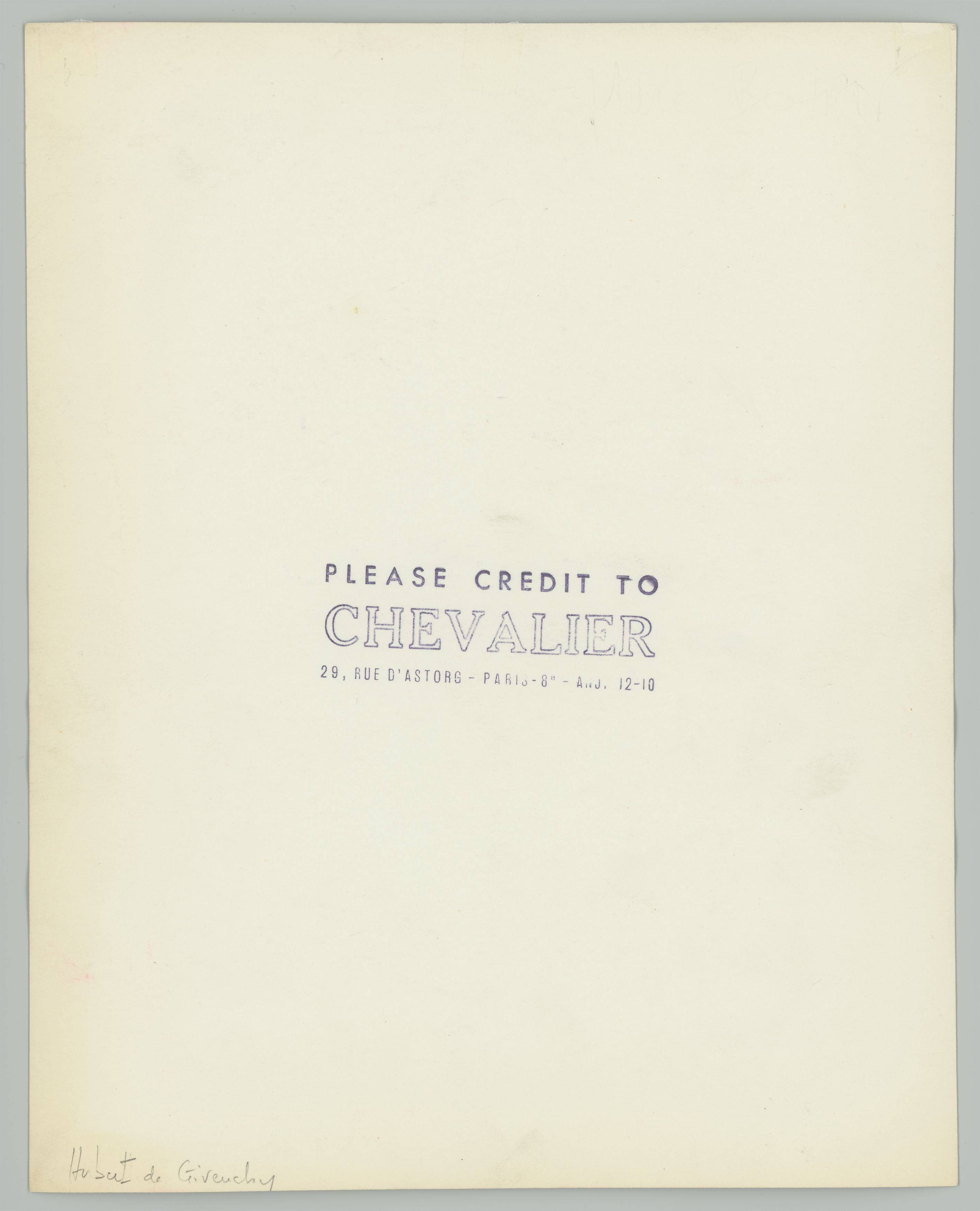 This picture shows the following artwork: Yvonne Chevalier. Hubert de Givenchy. Circa 1950.