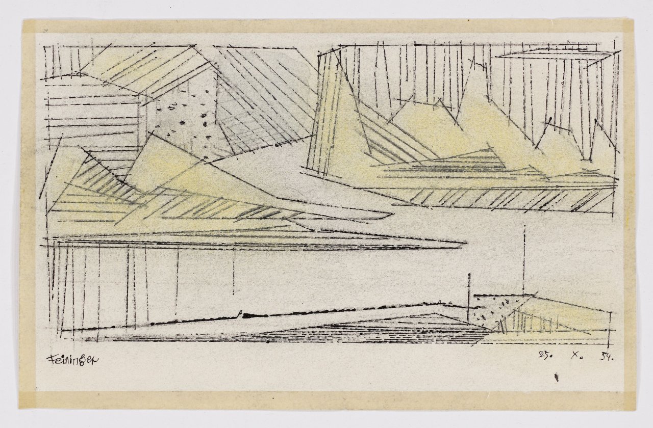 This picture shows the following artwork: Lyonel Feininger. River landscape. 1954.