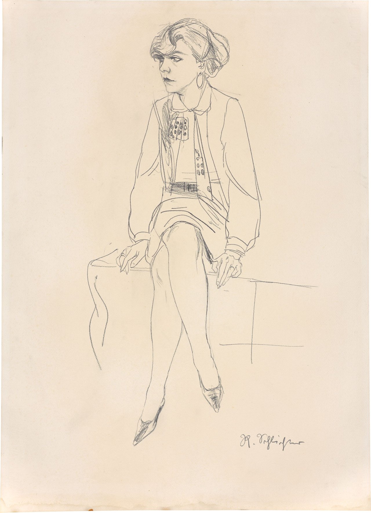 Auf diesem Bild ist das folgende Kunstwerk zu sehen: Rudolf Schlichter. Sitzende (Speedy). Um 1930.