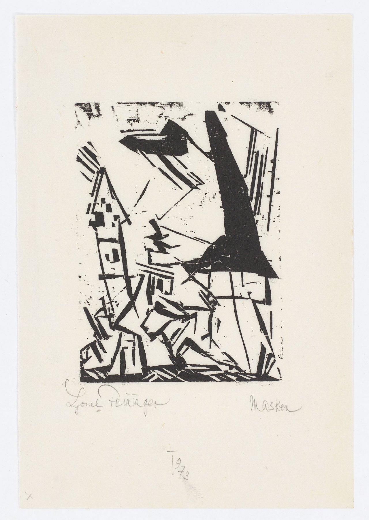 This picture shows the following artwork: Lyonel Feininger. ”Masken”. 1920.