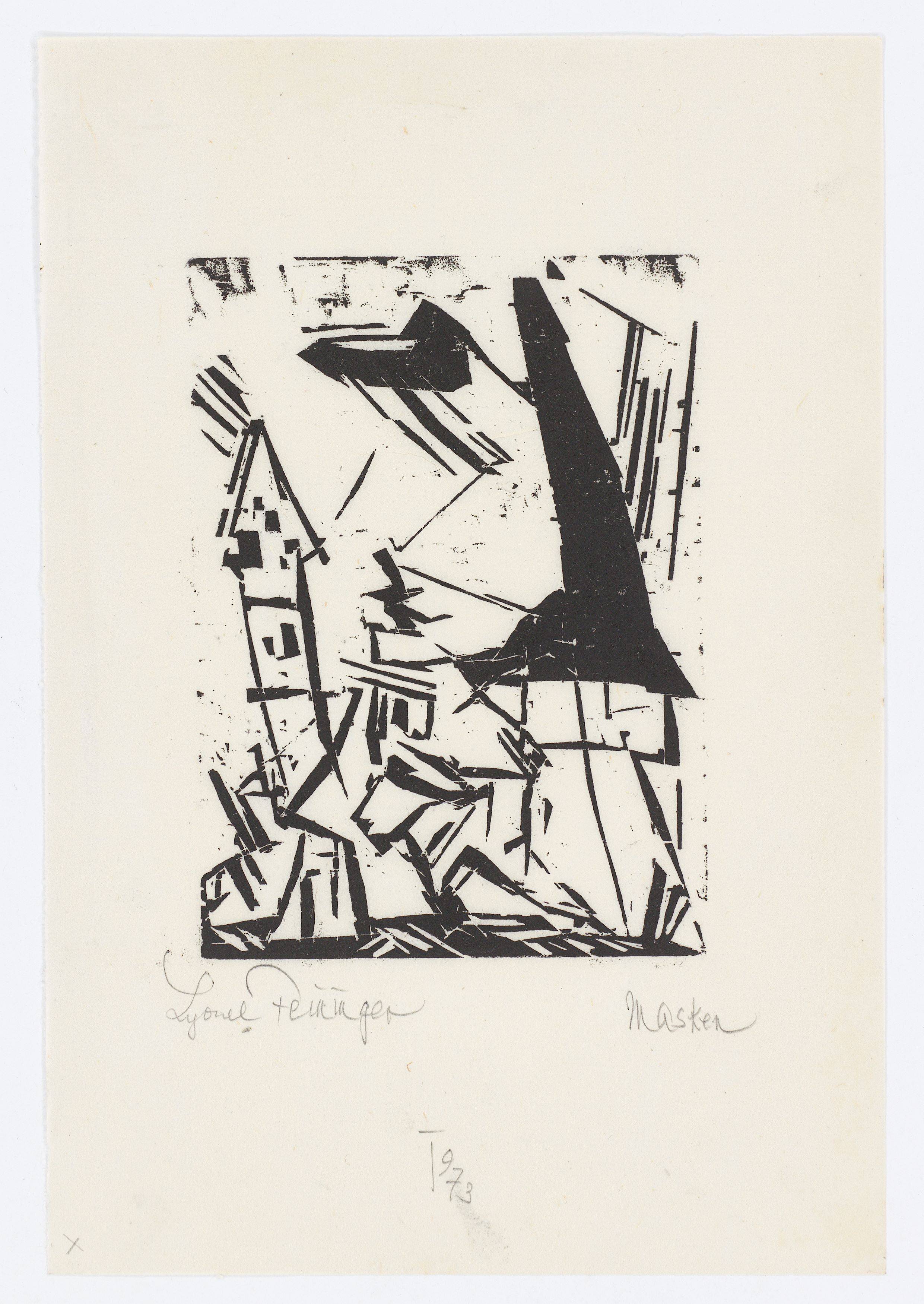 This picture shows the following artwork: Lyonel Feininger. ”Masken”. 1920.