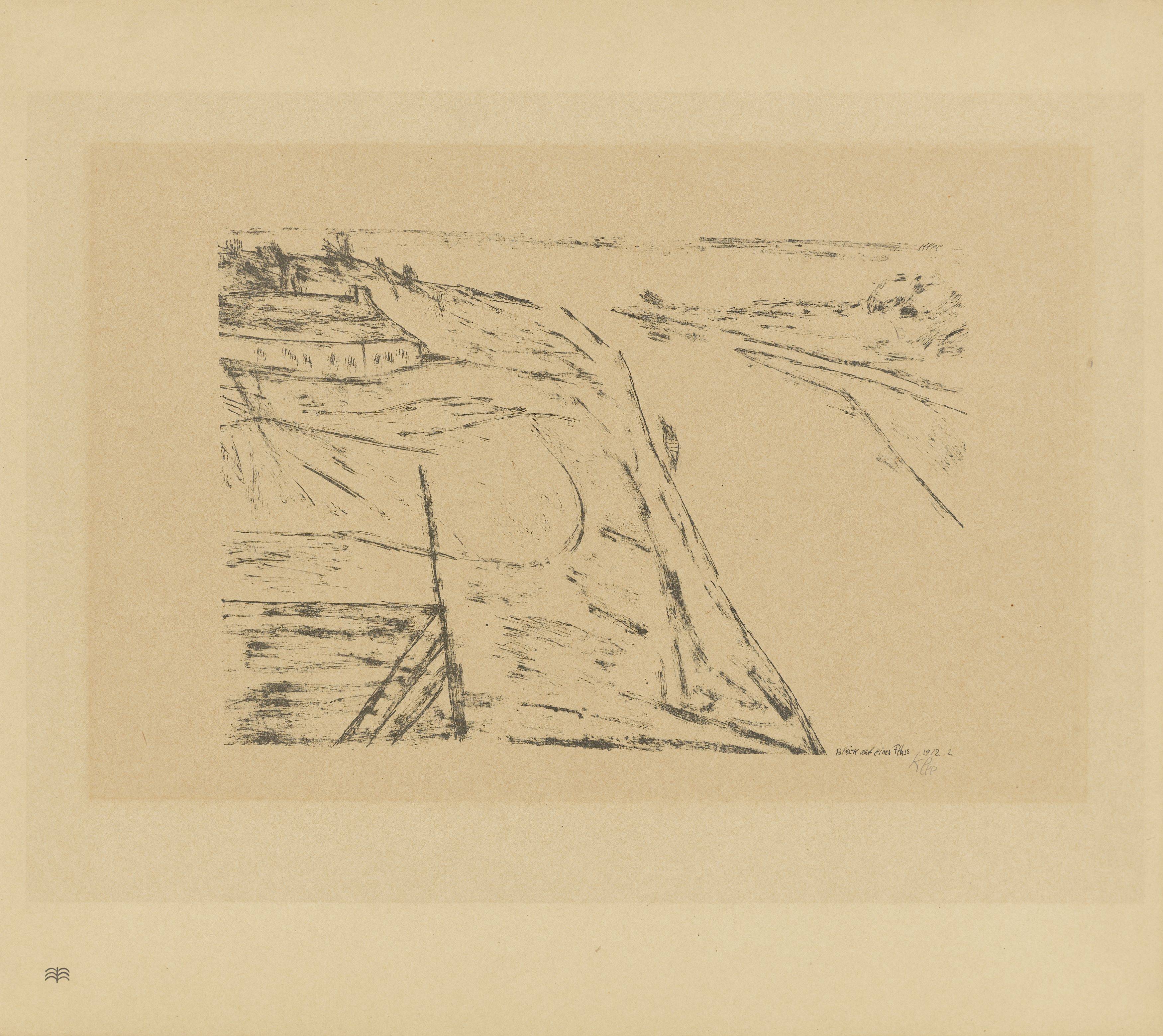 This picture shows the following artwork: Paul Klee. ”Blick auf einen Fluss”. 1912.
